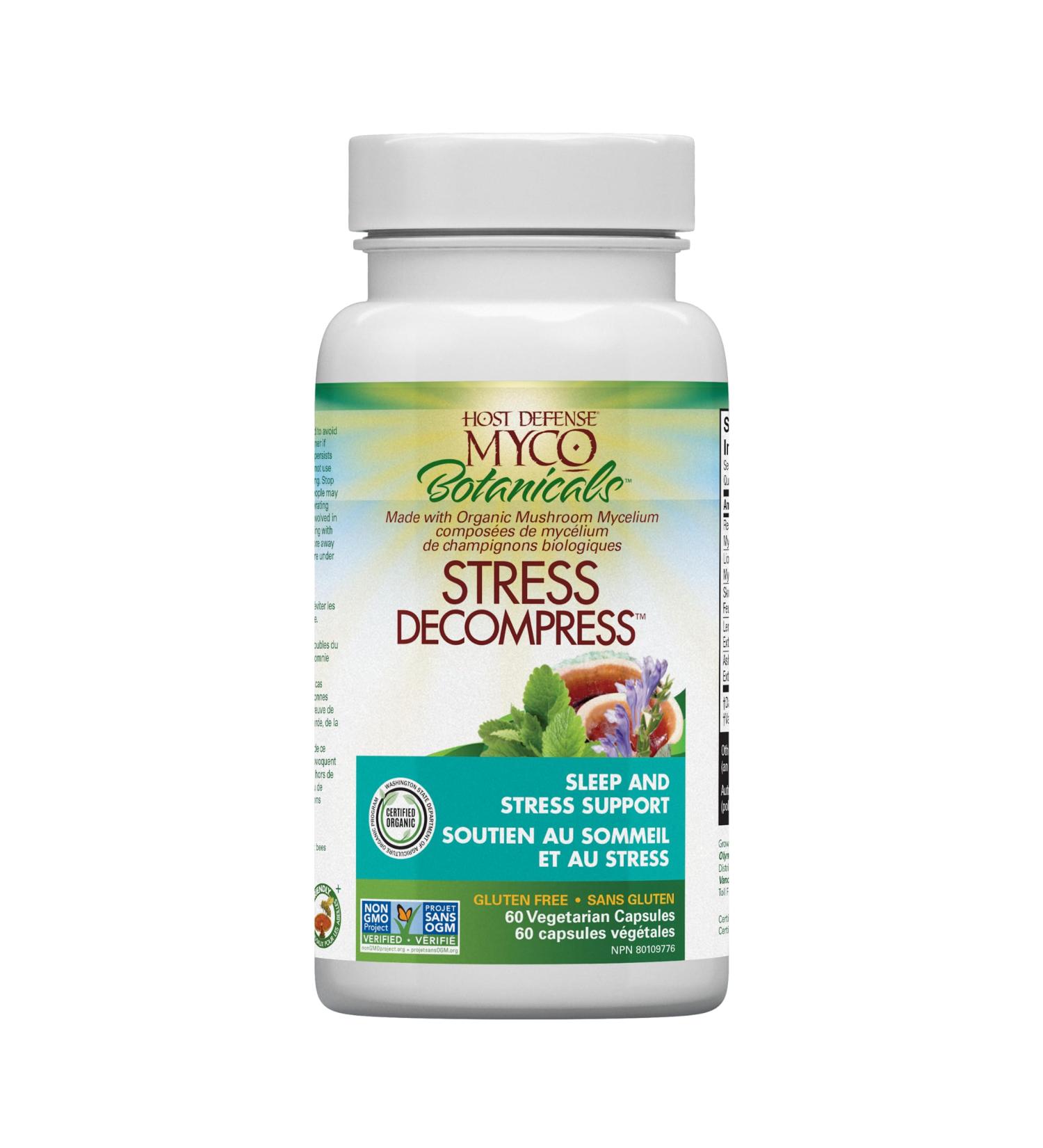 Host Defense MycoBotanicals Stress Decompress Mushroom Complex - Lion's Mane Reishi Ashwagandha Skullcap Lemon Balm - Mushroom Blend Supplement for Energy - 60 Capsules - Buy Online on GoSupps.com