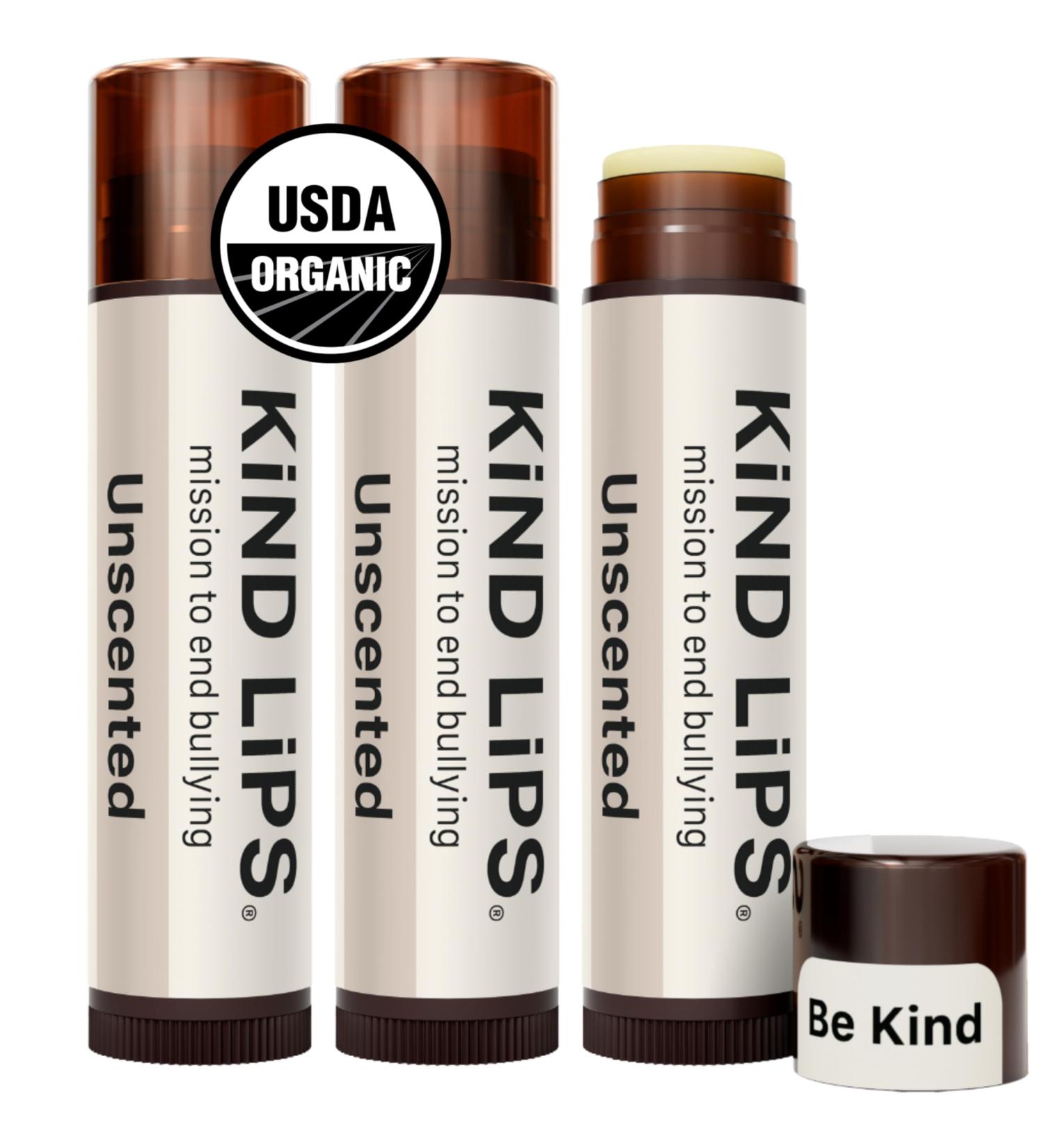 Kind Lips USDA Organic Lip Balm Unscented 3 Pack 100% Natural Moisturizing Lip Care with Beeswax. Hydrates & Nourishes Dry Chapped Lips. Cruelty-Free Eco-Friendly and Non-Toxic. Unflavored - Buy Online on GoSupps.com