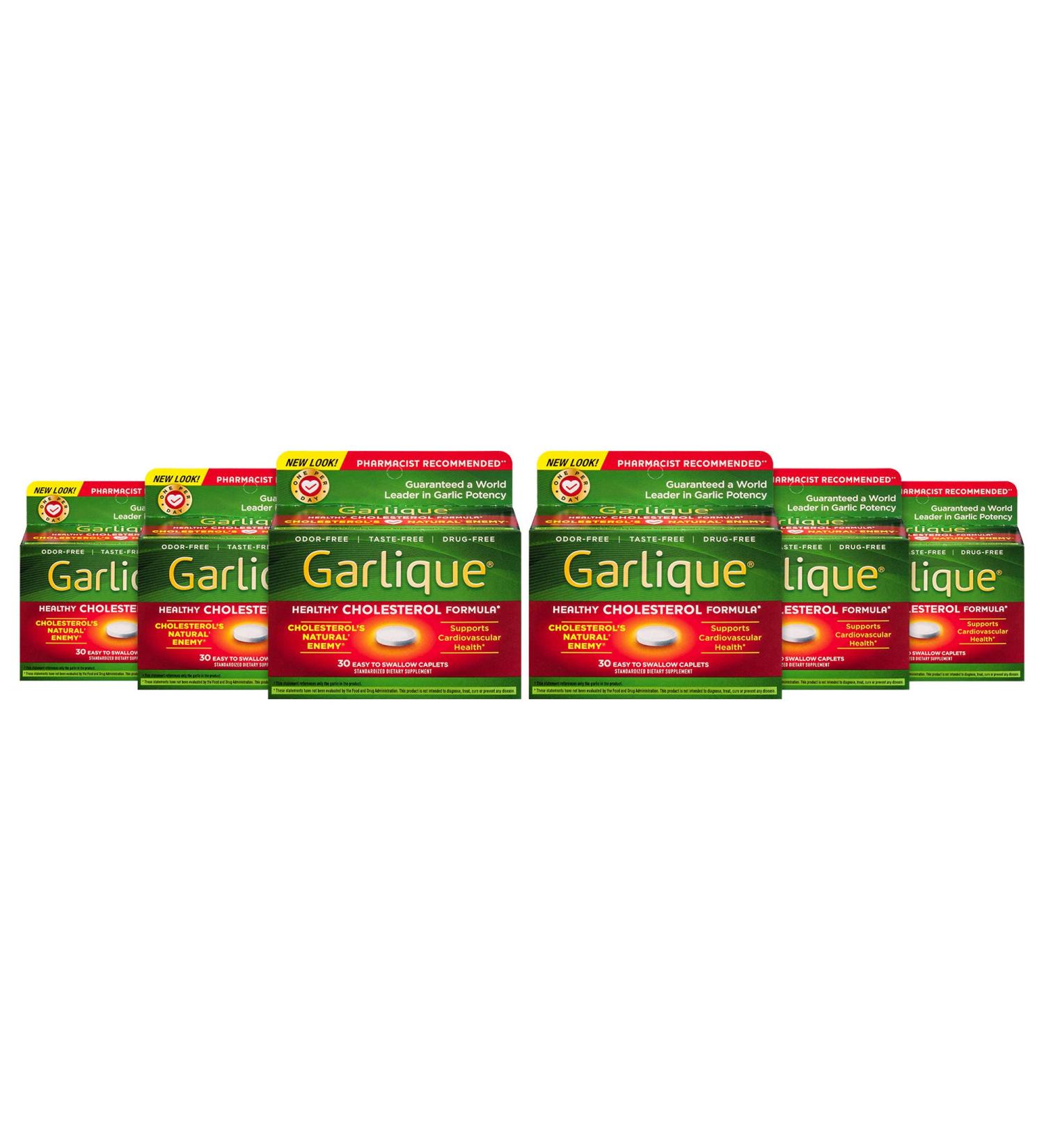Garlique Healthy Cholesterol Formula with 5000 mcg Allicin - 60 Enteric Coated Caplets (Pack of 6) - Buy Online on GoSupps.com