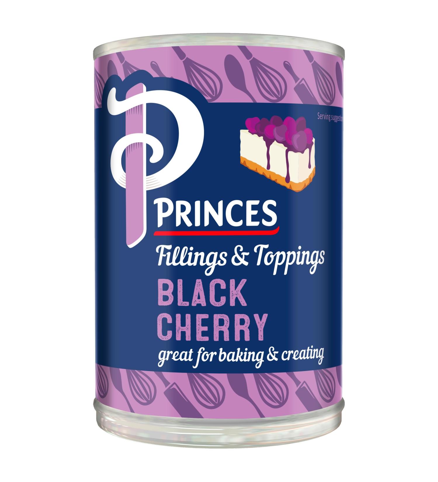Princes Black Cherry Fruit Filling Tin 410g - Delicious and Versatile for Baking and Cooking (Q) - Buy Online on GoSupps.com