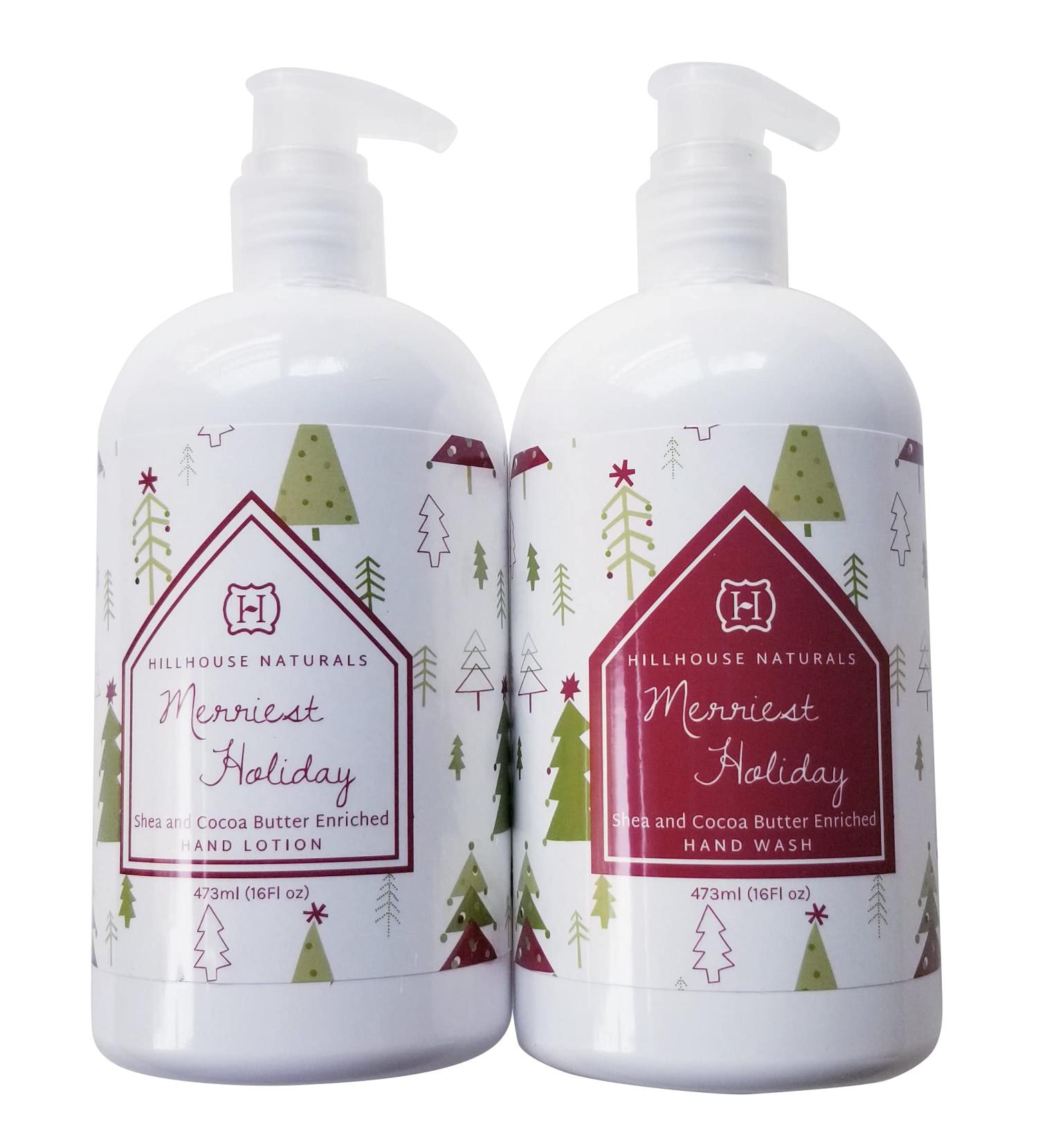 Hillhouse Natural Merriest Holiday Hand Wash and Hand Lotion Set 16 Oz. Each Gift Home Fragrance