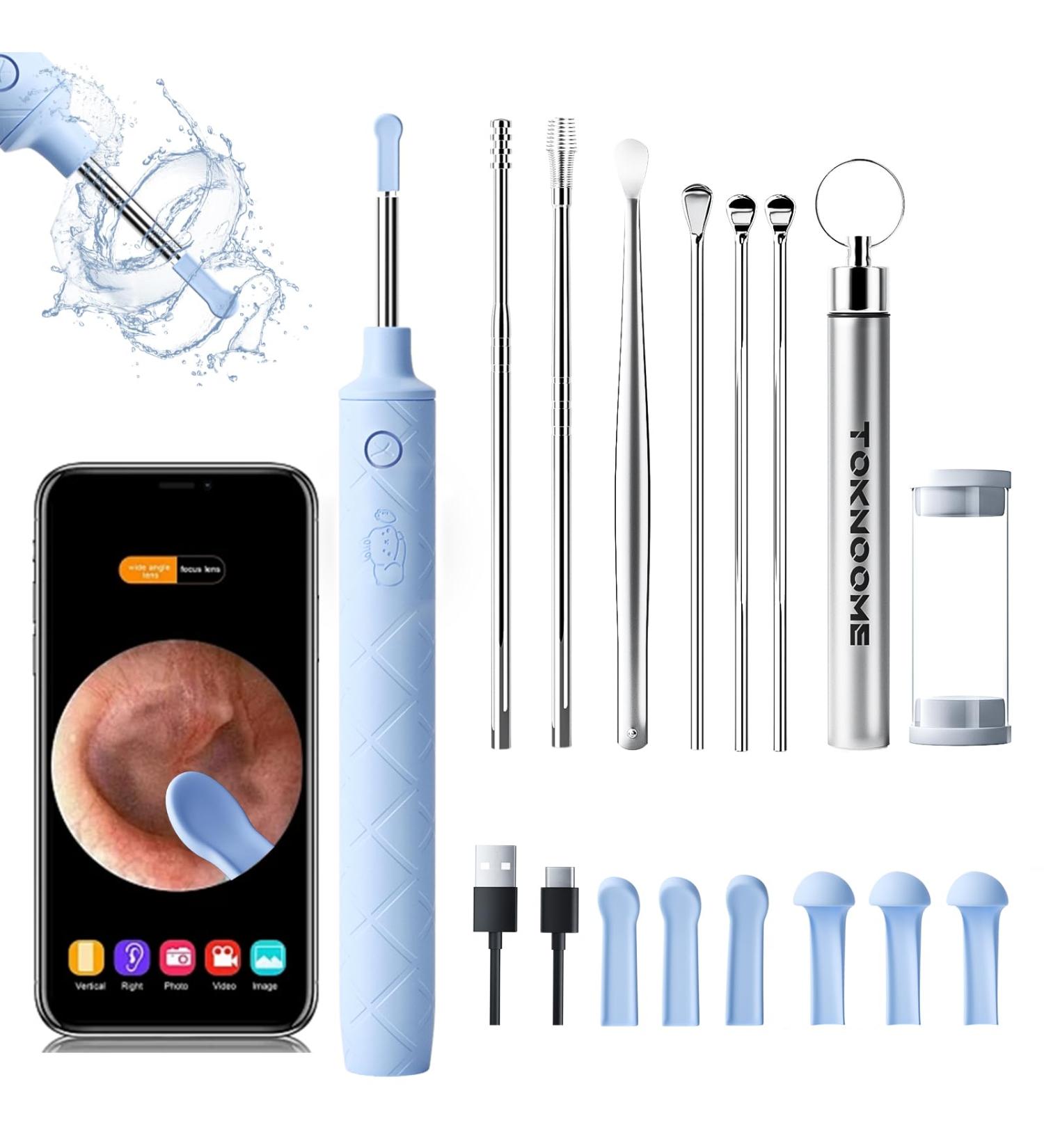 Buy TOKNOOME Ear Wax Removal Kit - 1080P Visual Ear Cleaner with Camera 6 Ear Picks & Spoons for iOS & Android - International Shipping Available - Buy Online on GoSupps.com
