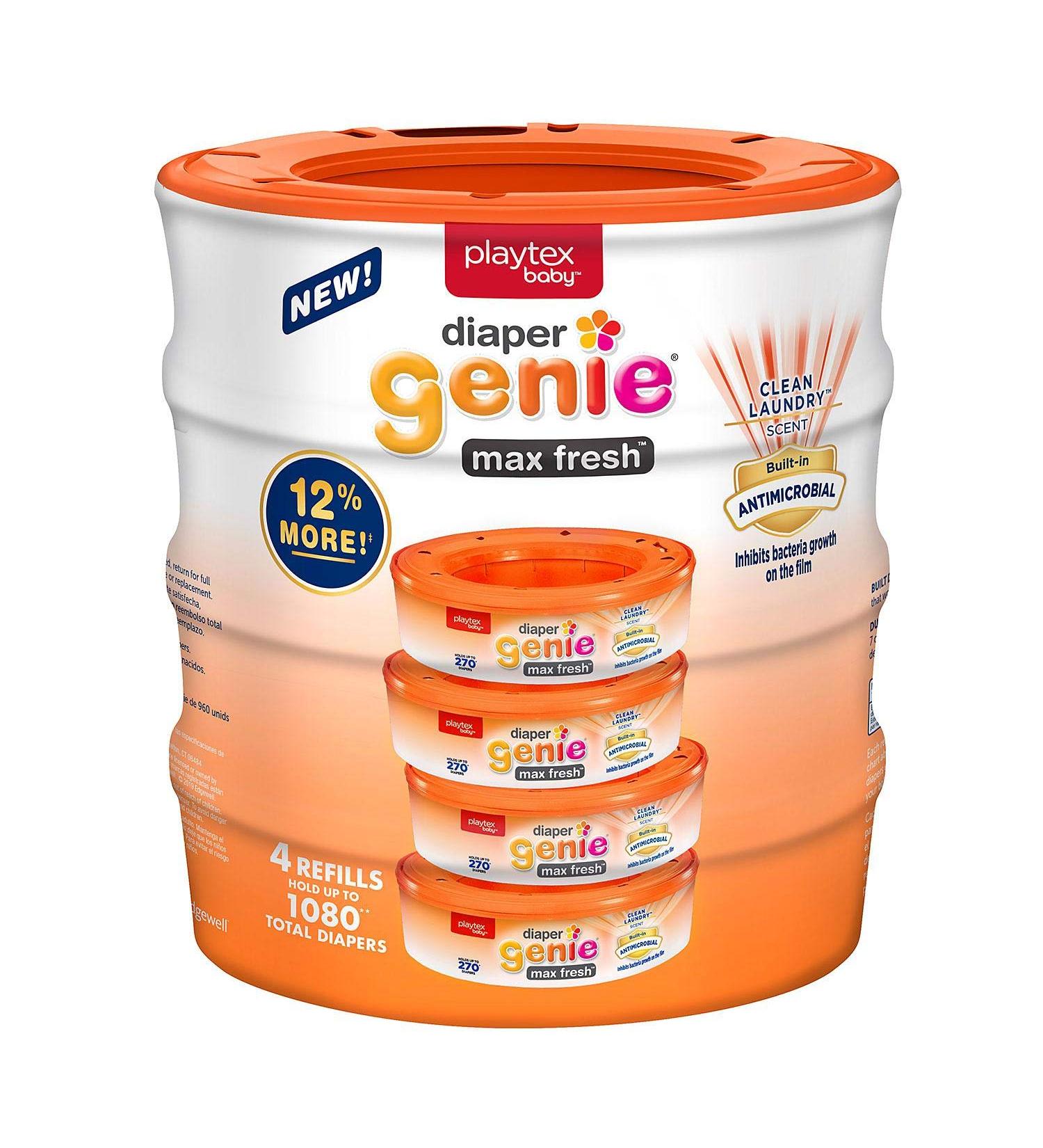 Playtex Diaper Genie Max Fresh 4 Refills - Odor Lock Technology - Buy Online on GoSupps.com