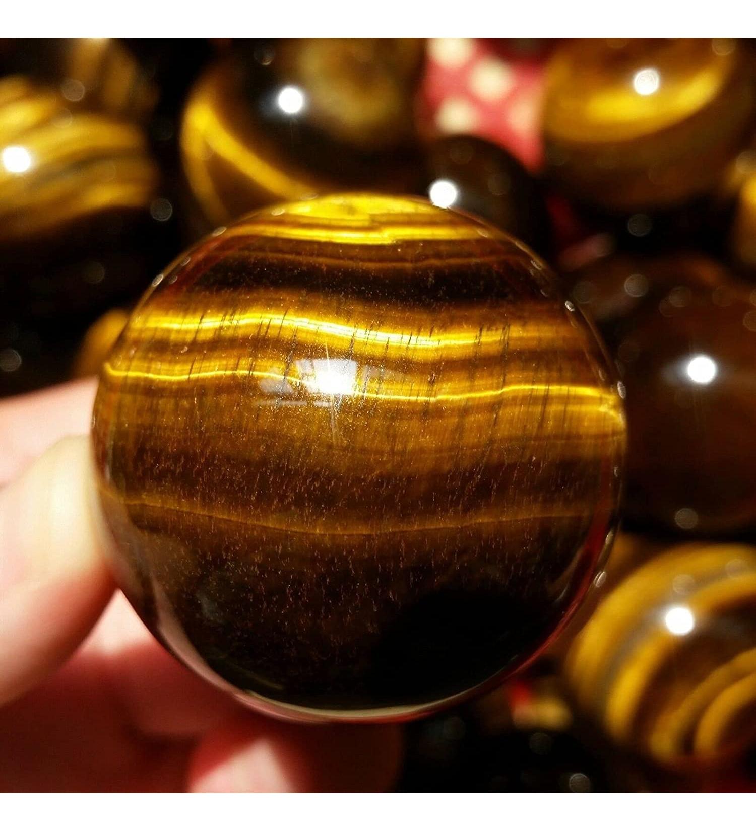 85-90 g 1 pcs Natural Tiger s Eye Quartz Crystal Sphere Ball Full of Texture - Buy Online on GoSupps.com