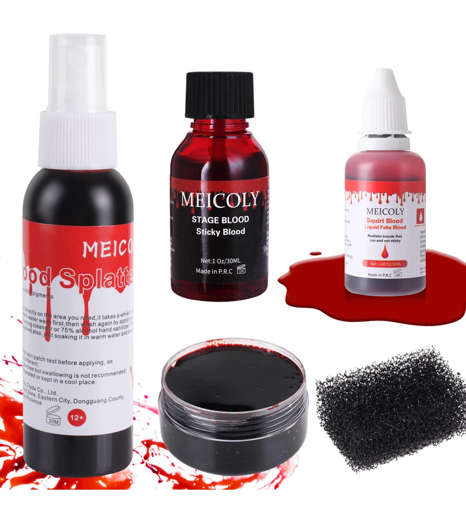 MEICOLY 5pcs Fake Blood Kit - 2.1oz Spray & Coagulated Blood for Halloween Makeup Effects - Buy Online on GoSupps.com