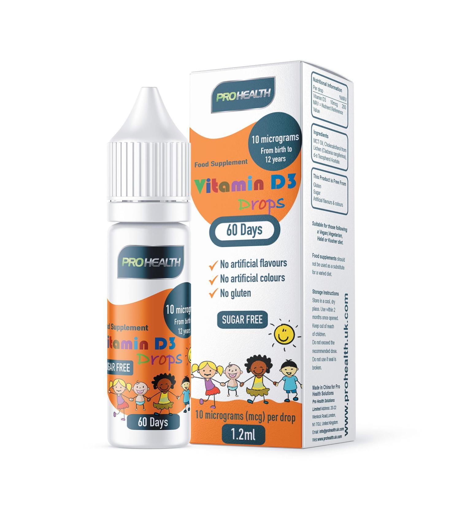 Baby Vitamin D3 Drops 60 Drops 10g - 2-Month Supply | Non-GMO, No Preservatives, Supports Bone, Teeth & Immune System - Buy Online on GoSupps.com