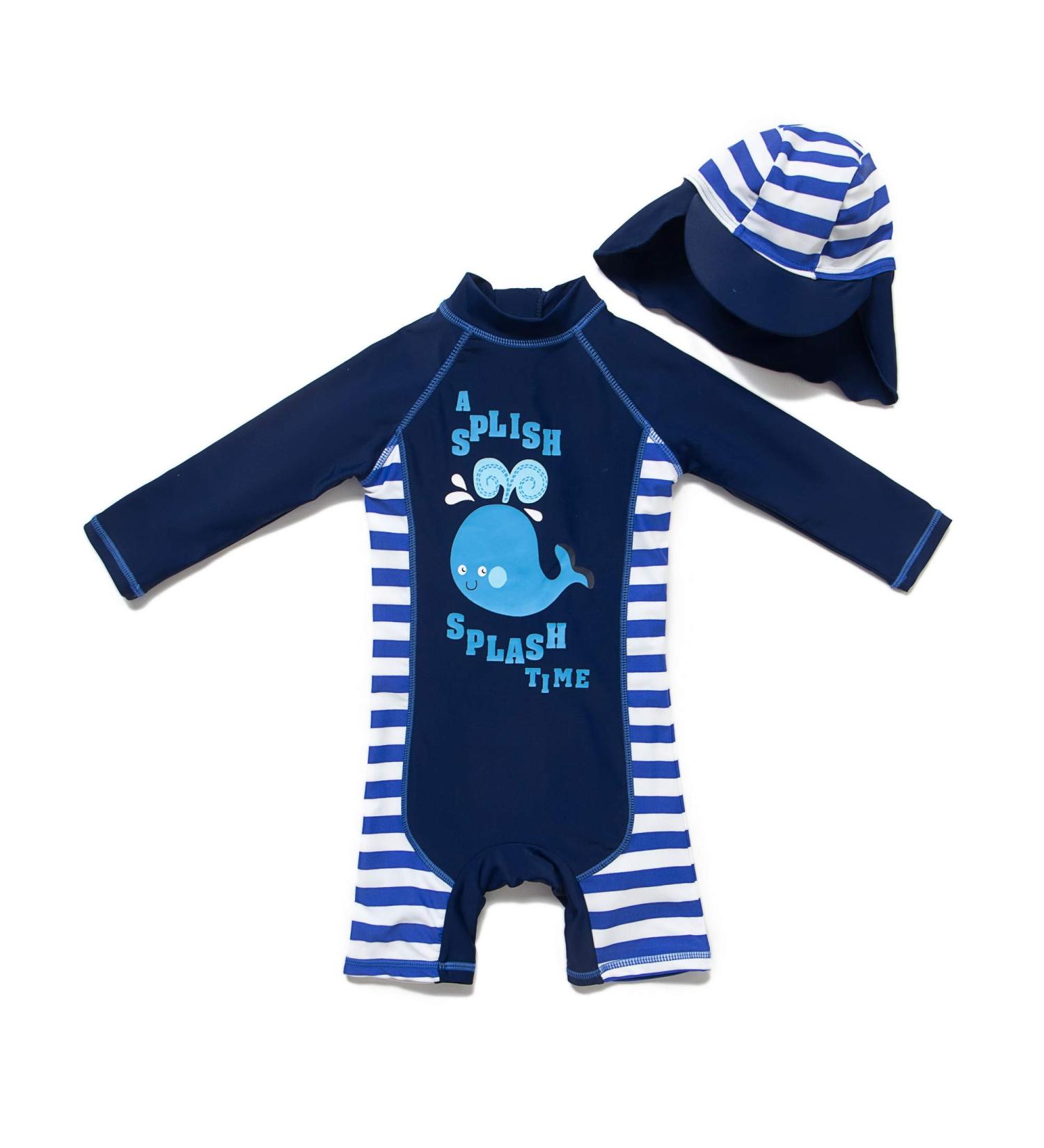 BONVERANO Baby Boy Long-Sleeved UV 50+ Swimsuit, Blue, 3 Months - Buy Online on GoSupps.com