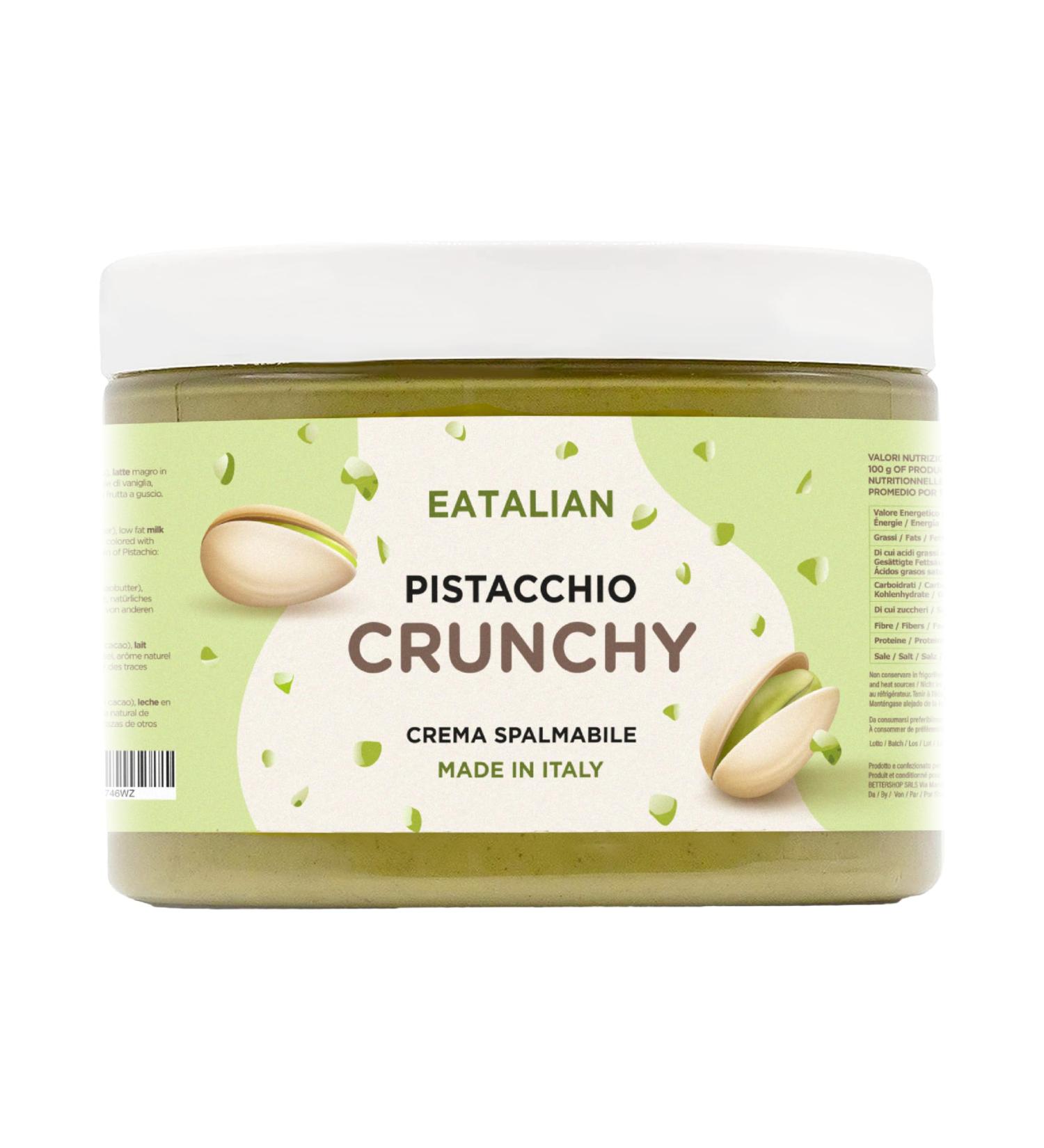 Eatalian by AMZ Better Pistachio Cream Crunchy 500g - Sweet Italian Spread Ideal for Bread Desserts & Ice Cream - Authentic Made in Italy Delight - Buy Online on GoSupps.com
