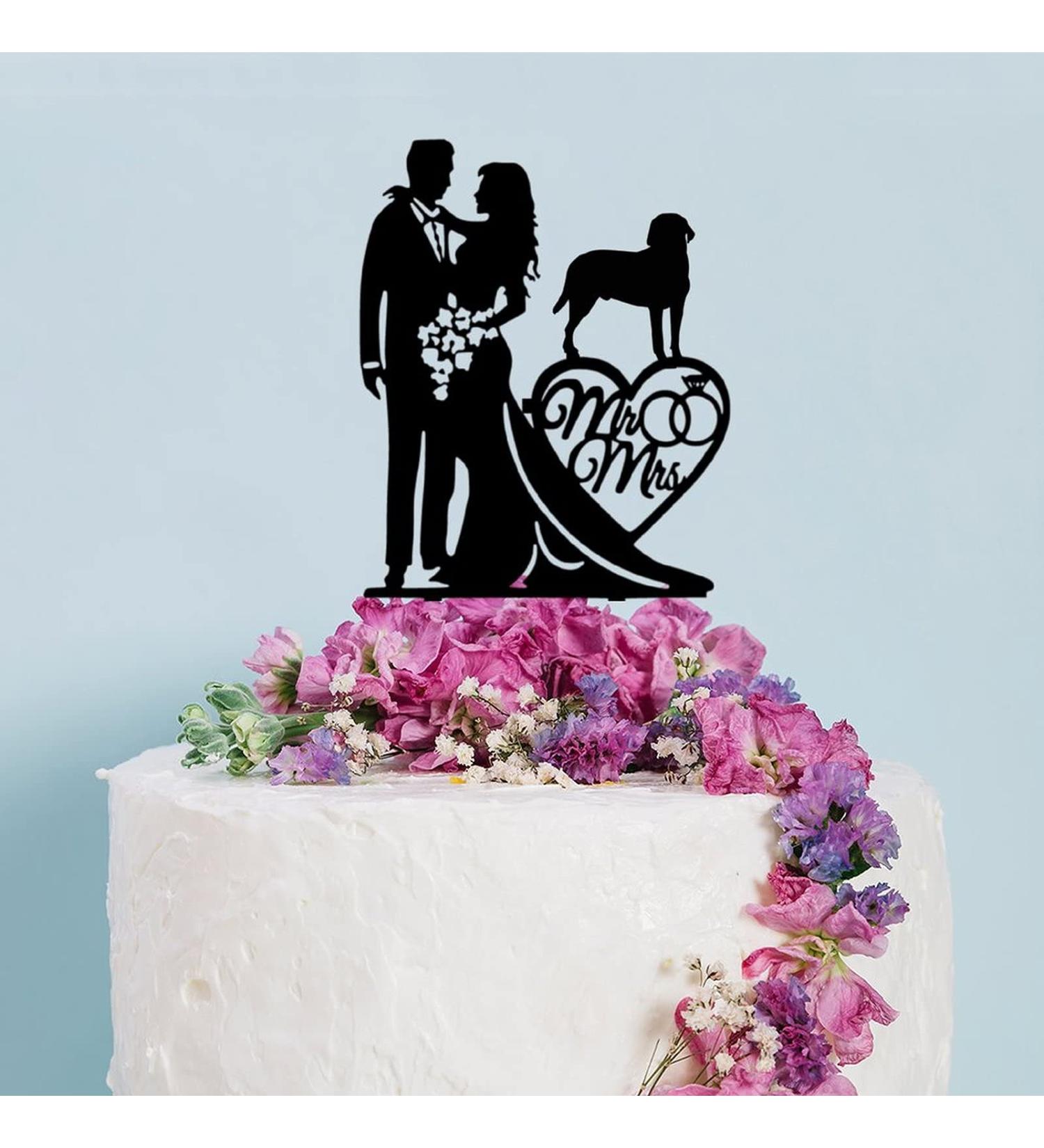 Couple Wedding Cake Topper Bride And Groom With Labrador Retriever Dog Cake Topper Custom Dog Pet Topper Personalized Wedding Topper Bride Cake Topper Gift for Wedding Anniversary - Buy Online on GoSupps.com