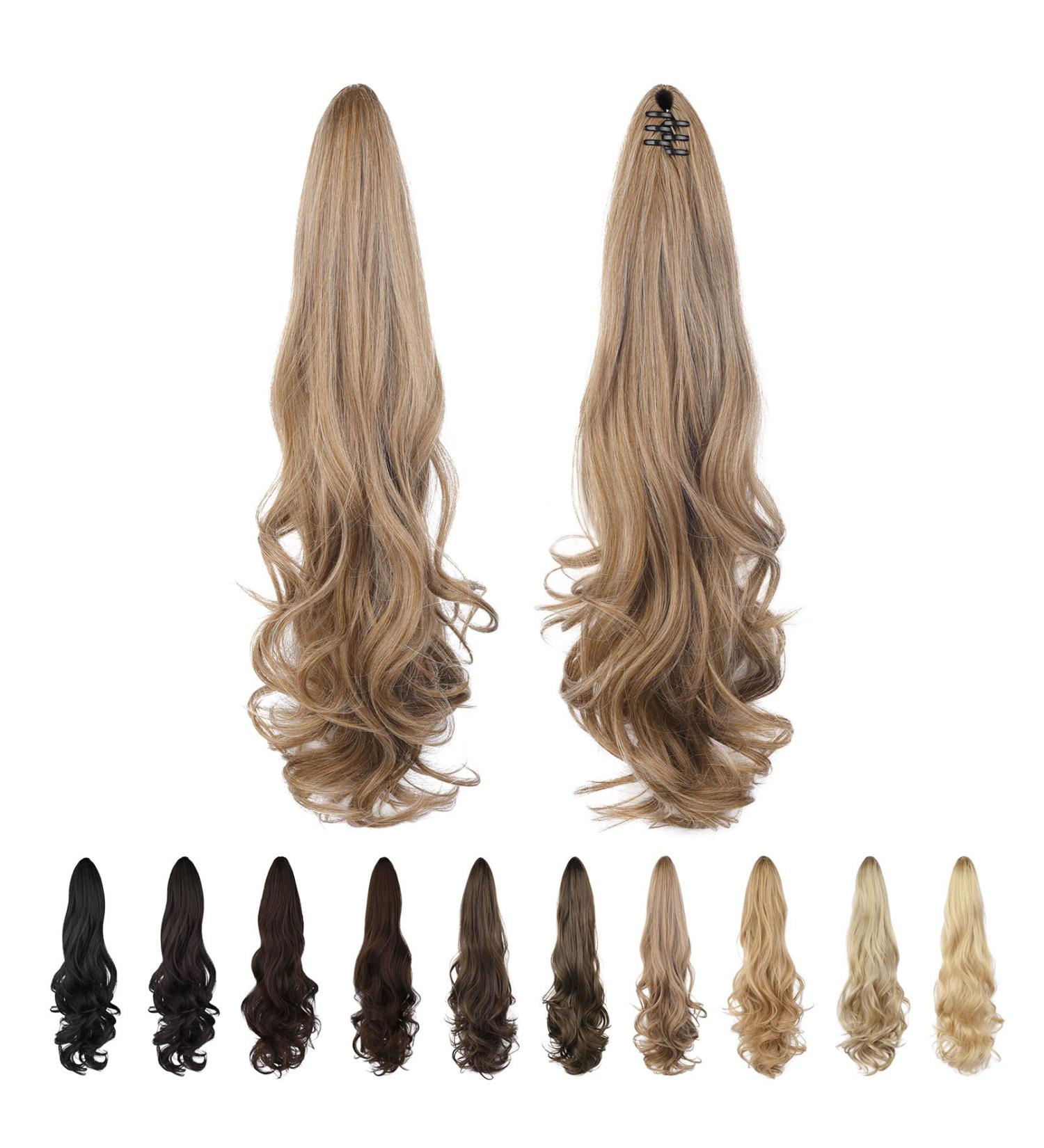 SEIKEA 24 Inch Dark Blonde Ponytail Extension Claw | Curly Wavy Clip-in Hairpiece for Women | Synthetic Long Pony Tail 140G - Buy Online on GoSupps.com