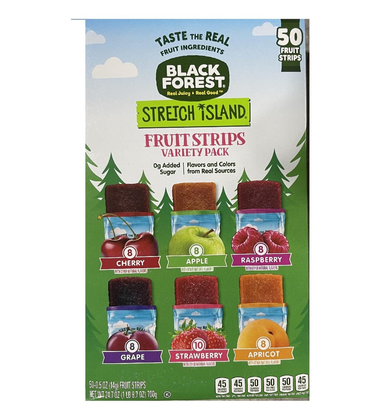 Stretch Island Fruit Leather Snacks Variety Pack - 50 Pack, 24.7oz - Cherry, Apple, Strawberry, Apricot, Grape, Raspberry - 0.5oz Each - No Added Sugar - Buy Online on GoSupps.com