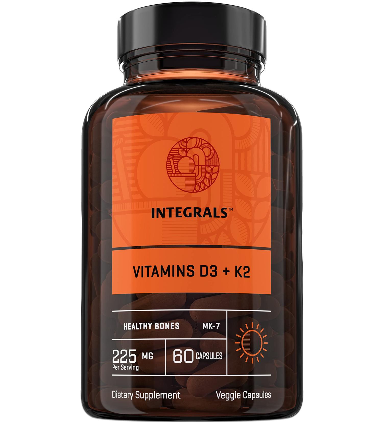 Vitamin D3 K2 Supplement - 5000 IU D3 & 100 mcg K2 MK-7 - Promotes Heart, Bone, and Teeth Health - 60 Count - Buy Online on GoSupps.com