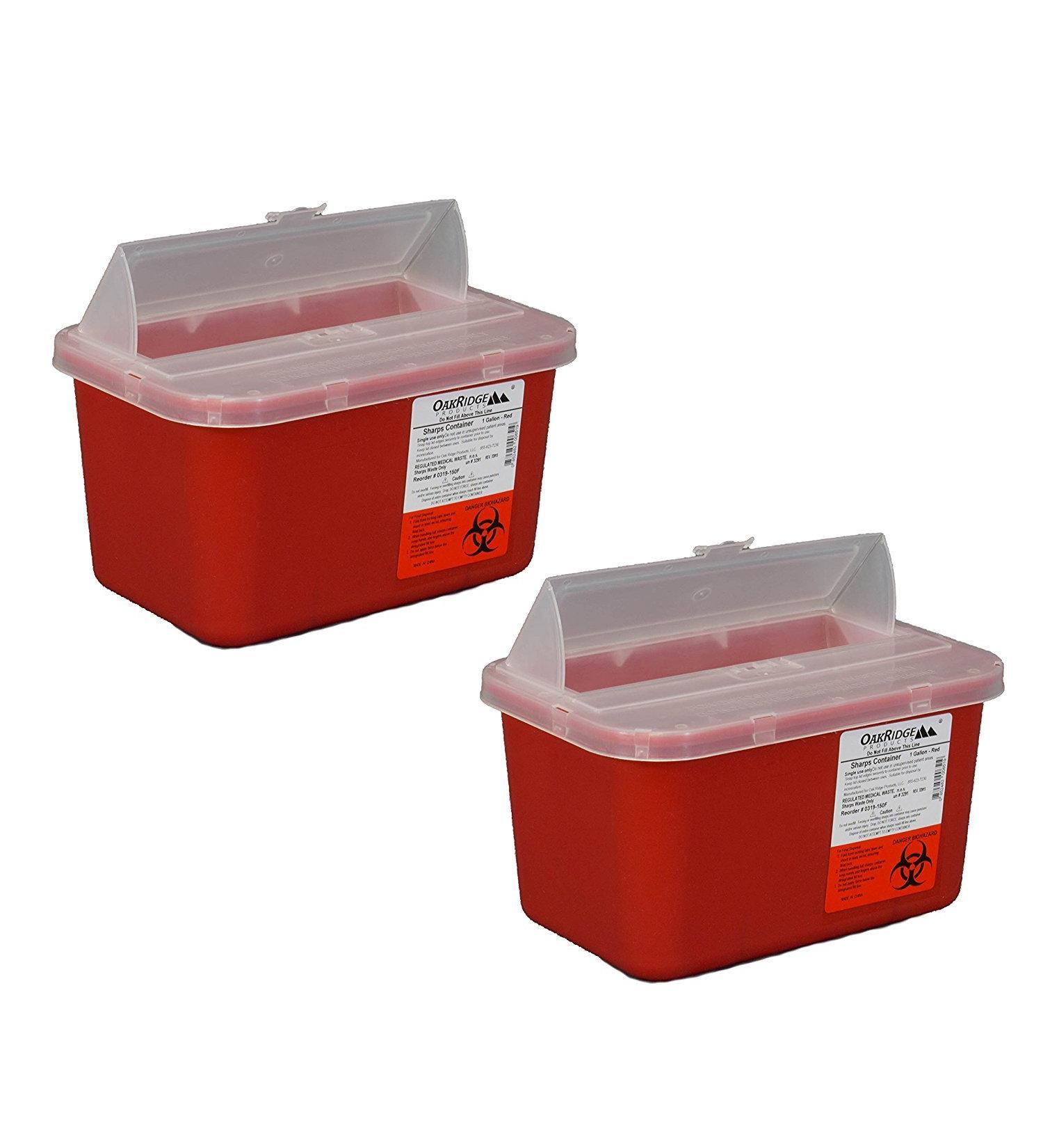 Oakridge Products One Gallon Sharps Containers with Pop Up Lid - 2 Pack - Buy Online on GoSupps.com