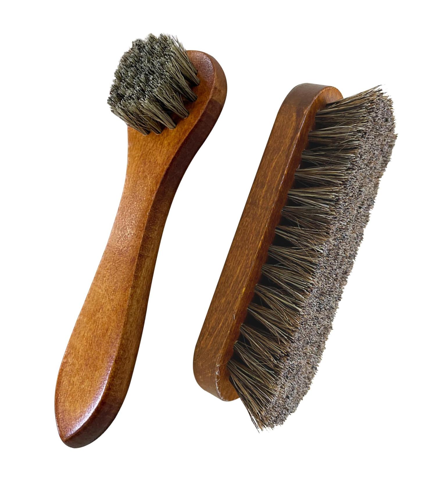 Shoe Brush 2 Wooden Boot Brush Polish Brushes Kit Shoe Shine Brush Cleaning Brushes Horsehair Brush for Leather Shoe Cleaning Buffing Polishing - Buy Online on GoSupps.com