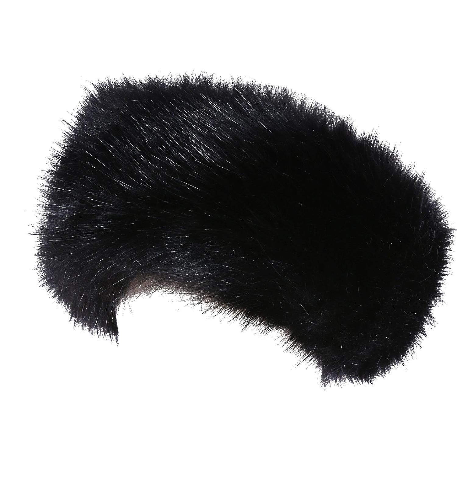 soul young ladies winter faux fox hairband bow design elastic headband head band DISPOSABLE packaging black