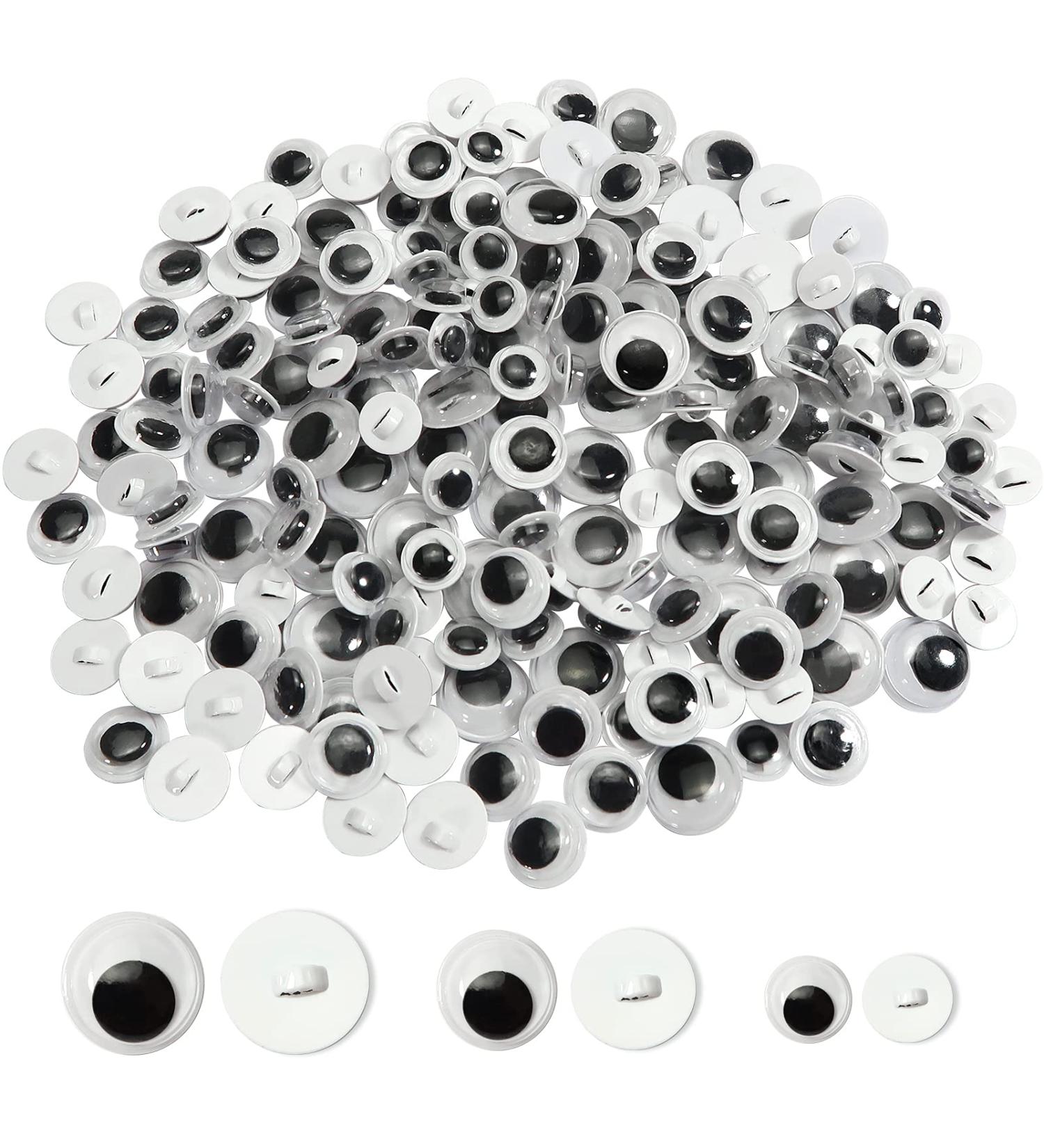 TOAOB 180pcs Sew On Black Wiggle Eyes Buttons - Assorted Sizes 8mm 10mm 12mm - Perfect for DIY Stuffed Animals, Scrapbooking, and Sewing Crafts - Buy Online on GoSupps.com