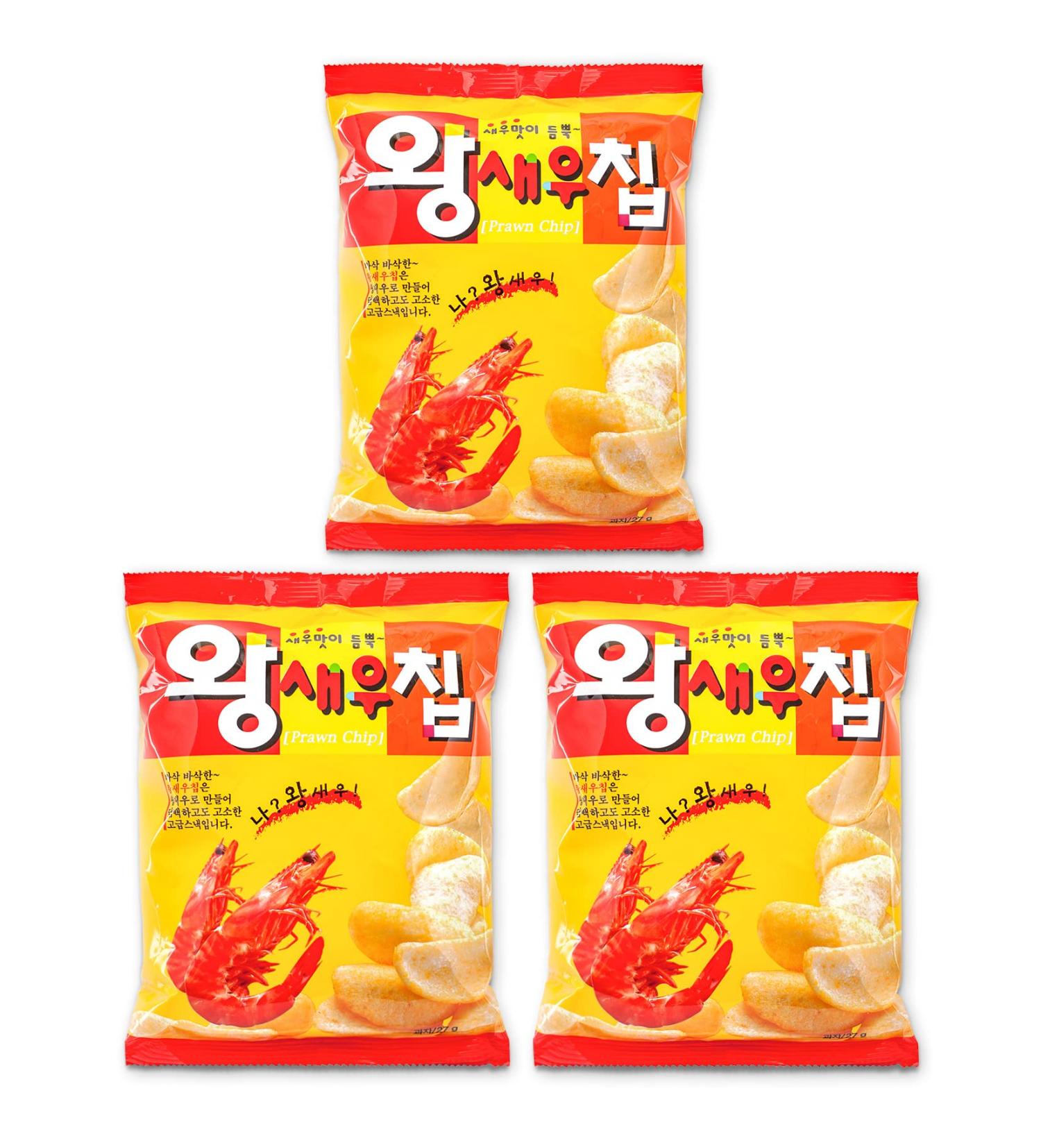 Korean Shrimp Snack Crispy Prawn Flavor Chips 27g (Pack of 3) - Delicious Crackers - Buy Online on GoSupps.com