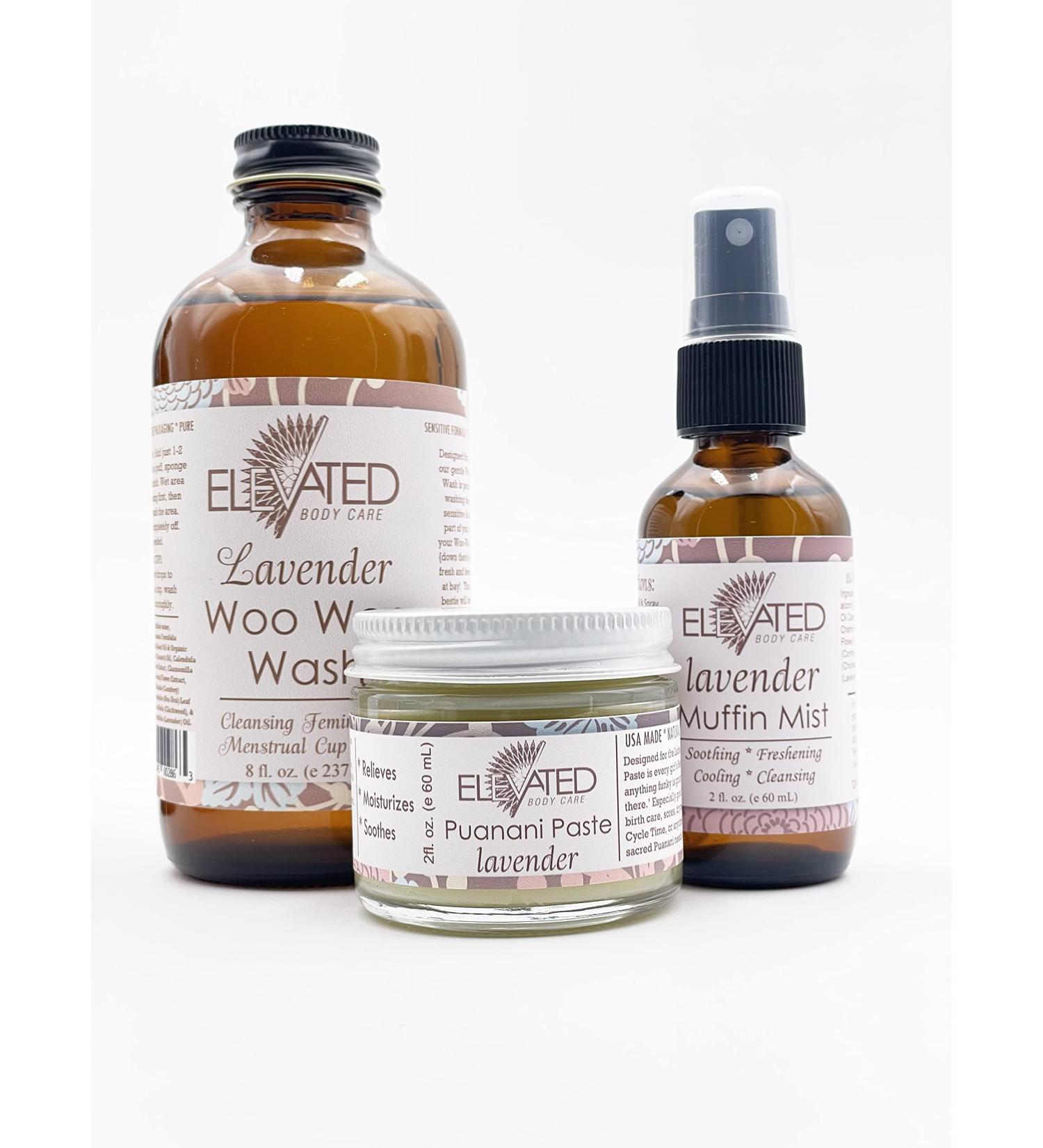 Elevated Ladies Bestie Kit: Woo Woo Wash, Muffin Mist, Puanani Paste | All Natural Feminine Care - Made in USA | Lavender Scented for Freshness & Balance - Buy Online on GoSupps.com