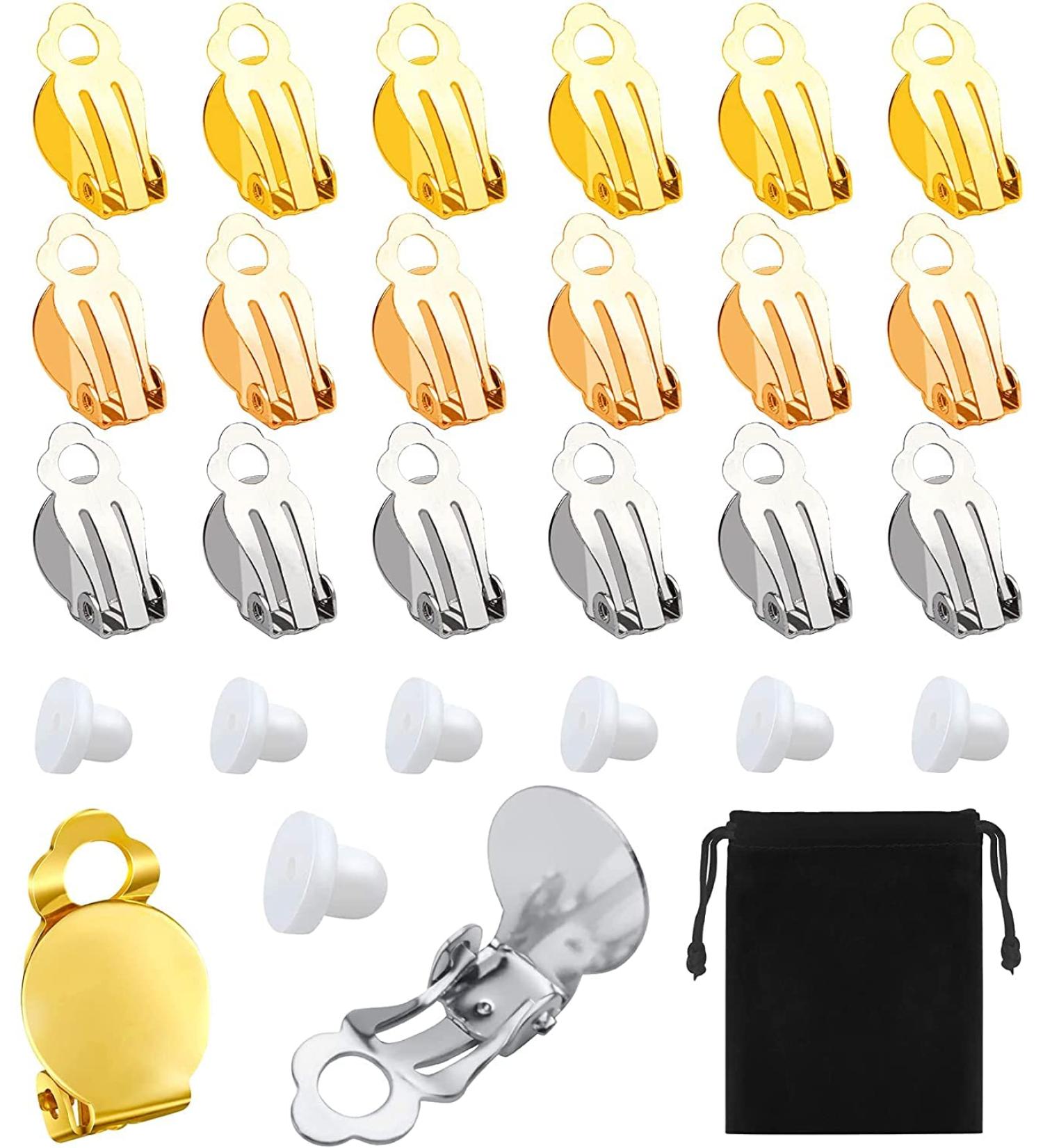 60 Piece Round Flat Back Clip-On Earring Findings in 3 Colors with Pads for DIY Jewelry Making - Buy Online on GoSupps.com