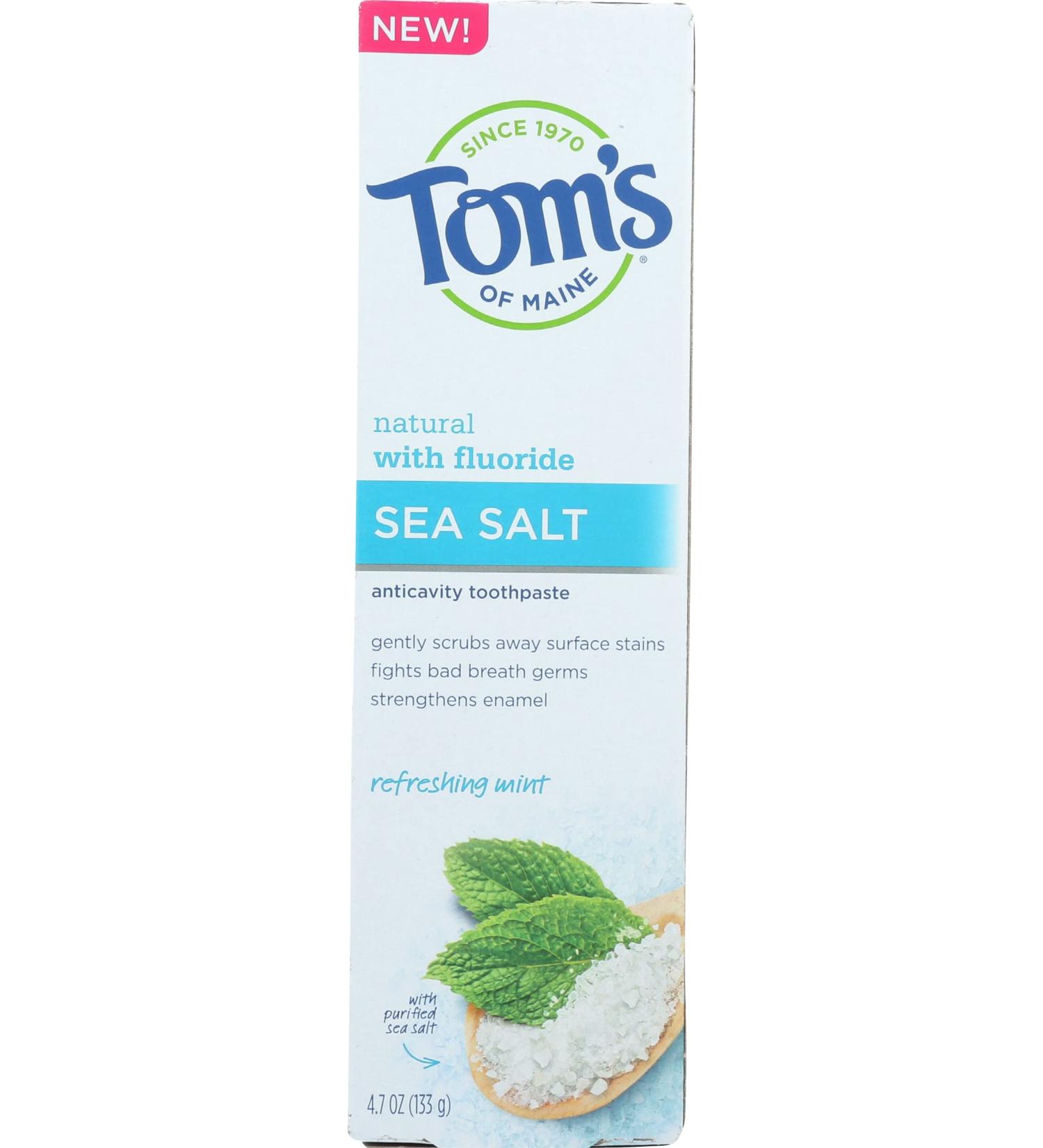 Tom's of Maine Sea Salt Whitening Toothpaste - Refreshing Mint, 4.7 oz | Natural Dental Care - Buy Online on GoSupps.com