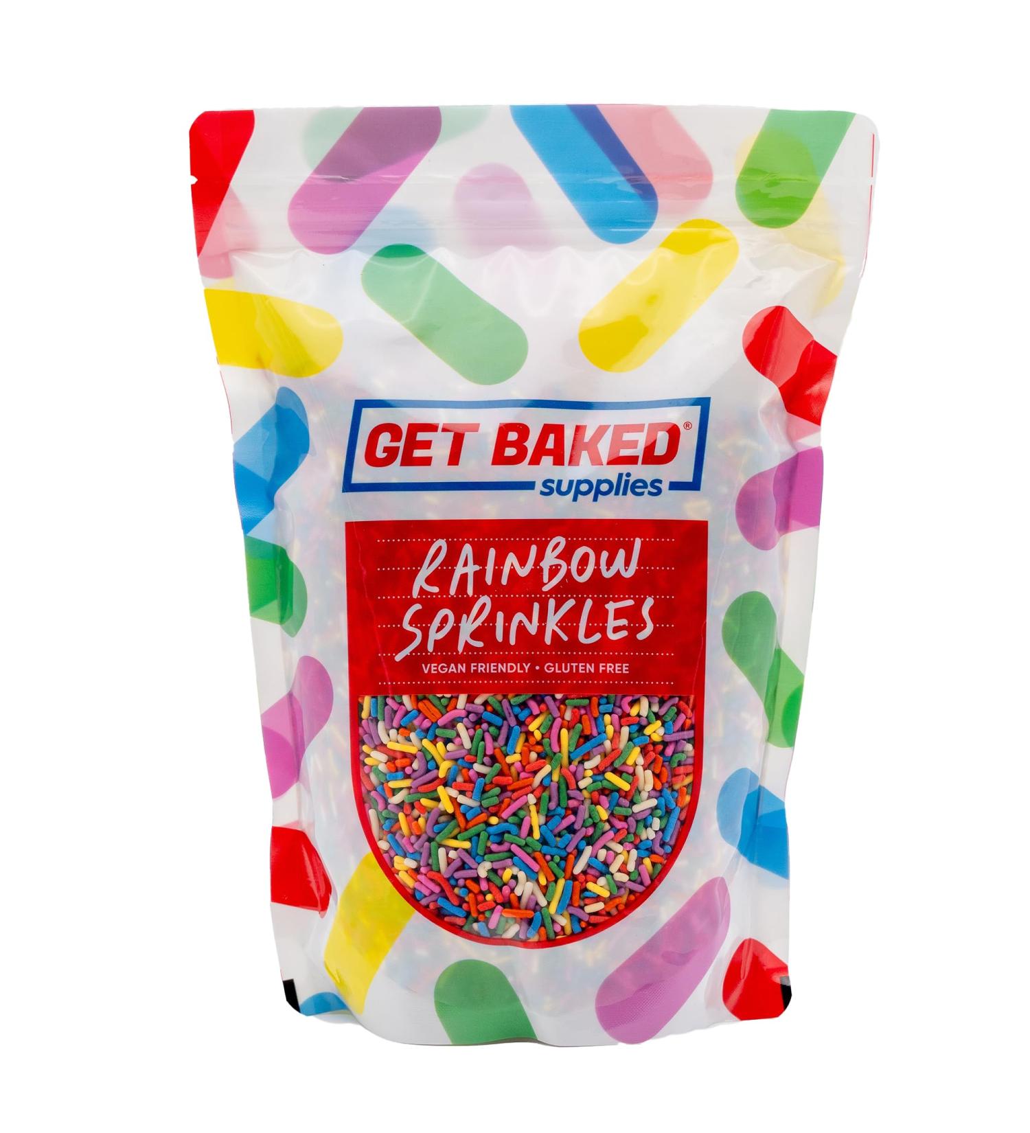 GET BAKED Rainbow Sprinkles | Genuine American Sprinkles | 1kg | Vegan & Gluten Free | Bake-stable | Funfetti Confetti Cake Sprinkles | Edible Cake Decoration 1000 Grams - Buy Online on GoSupps.com