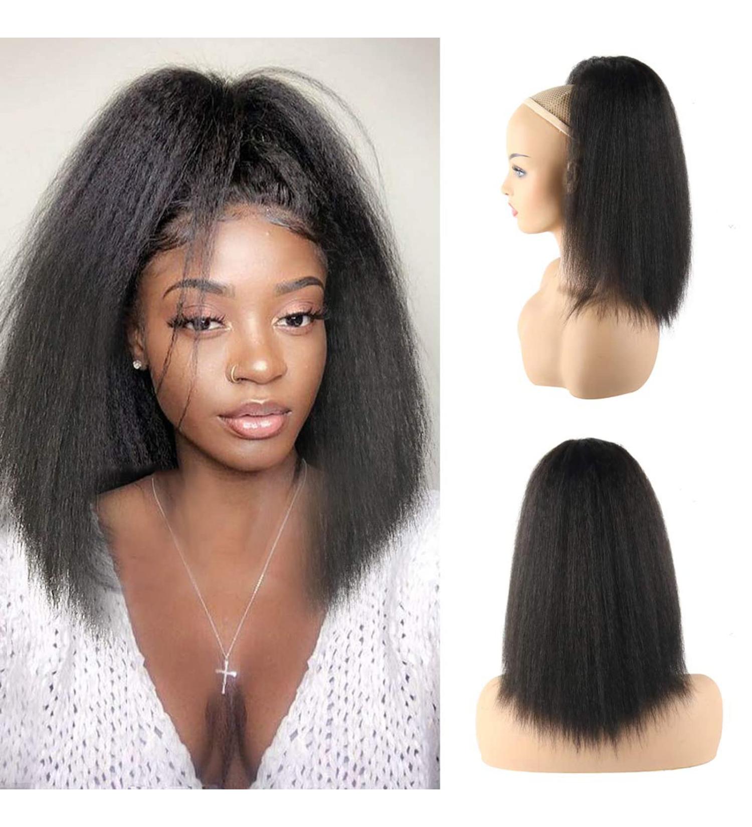 LEOSA 14 Yaki Straight Drawstring Ponytail for Black Women - Short Natural Black Hair Extension (14 Inch, Pack of 1, 1B) - Buy Online on GoSupps.com