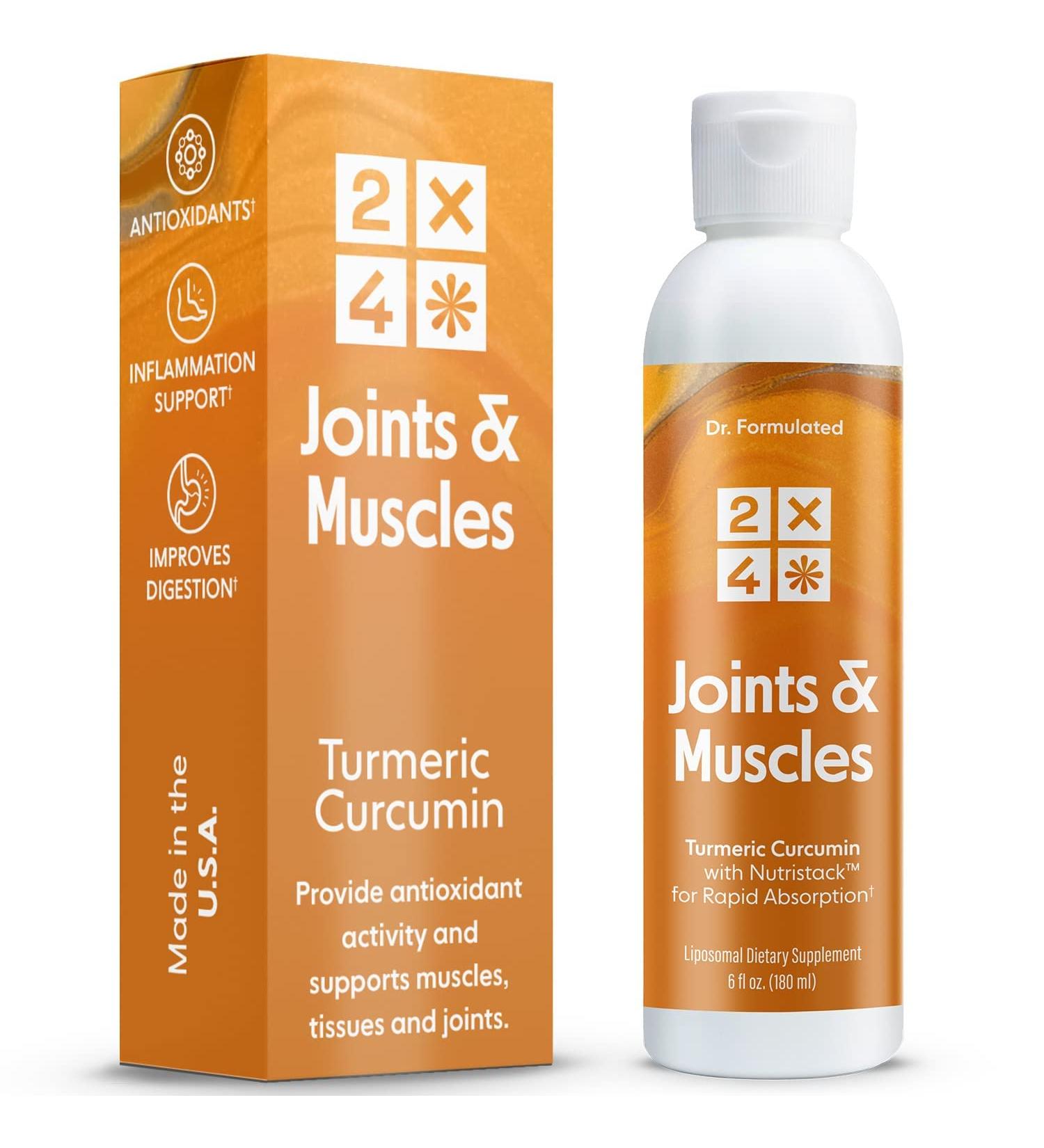 2X4 Turmeric Curcumin 250mg High Absorption Liposomal Liquid for Joint & Muscle Support - 6 fl oz (30 Servings) | Non-GMO - Buy Online on GoSupps.com