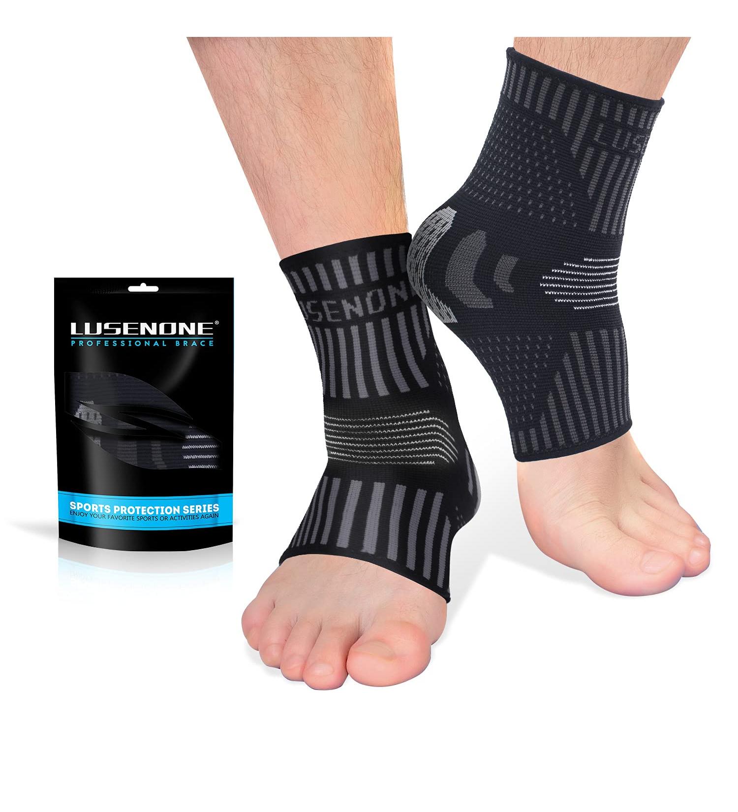 Professional Ankle Support Brace 2 Pack Breathable Plantar Fasciitis Socks Anti-Slip Ankle Compression Sleeve Socks for Joint Pain Ligament Damage Sprained Ankle Achilles Tendonitis Sports M Black(Pair) - Buy Online on GoSupps.com