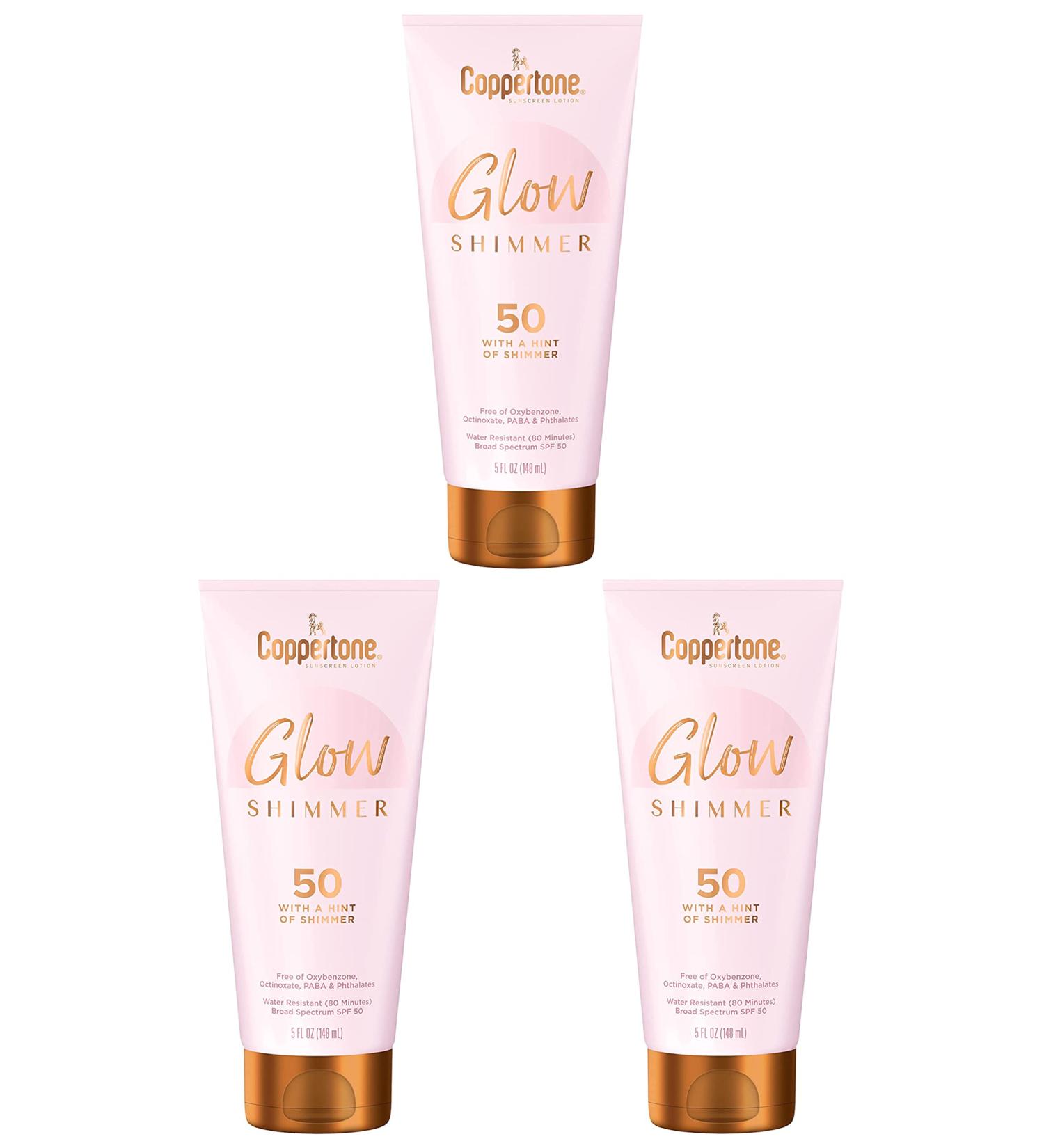 Coppertone SPF 50 Glow Shimmer Lotion 5oz (148ml) - 3 Pack - Buy Online on GoSupps.com