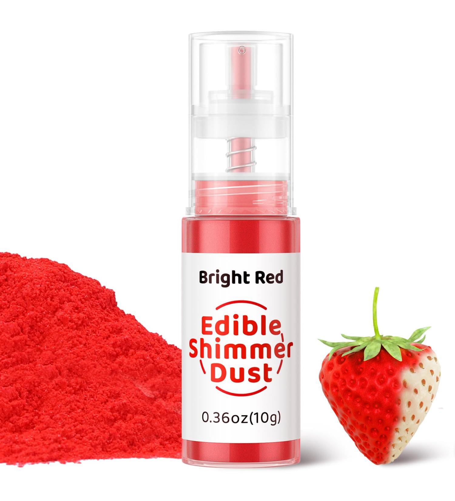 Buy Wwtop Bright Red Edible Glitter Powder 10g - Perfect for Cakes Cocktails & Drinks | Tasteless Glitter Spray & Dust for Food Coloring - Buy Online on GoSupps.com