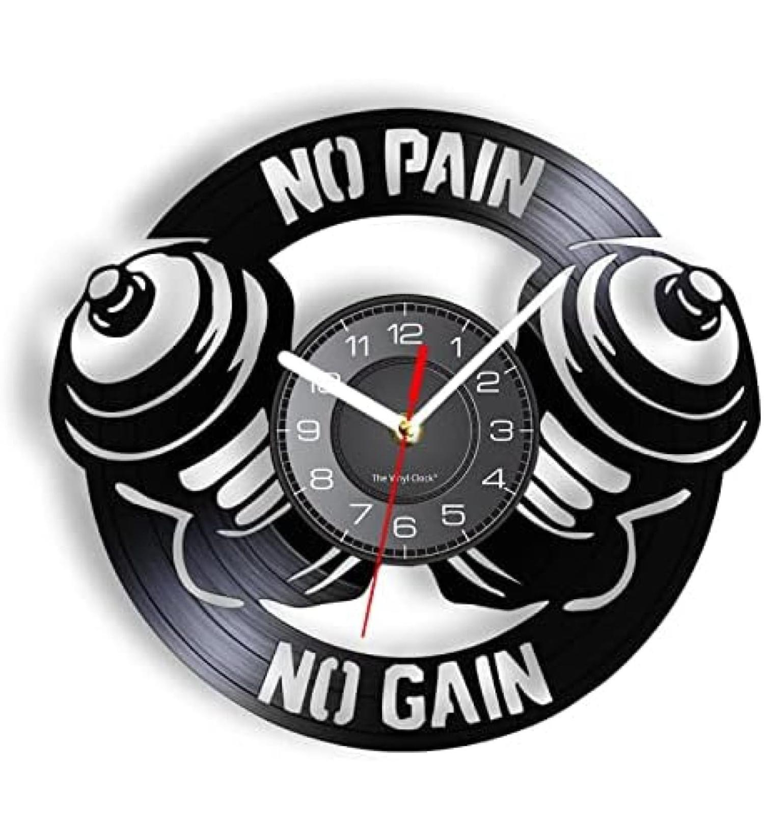 AVJERA No Pain No Gain Vinyl Record - Home Gym Decor & Fitness Center Sign | Exclusive Dumbbells & Silent Quartz Workout Decor - Buy Online on GoSupps.com