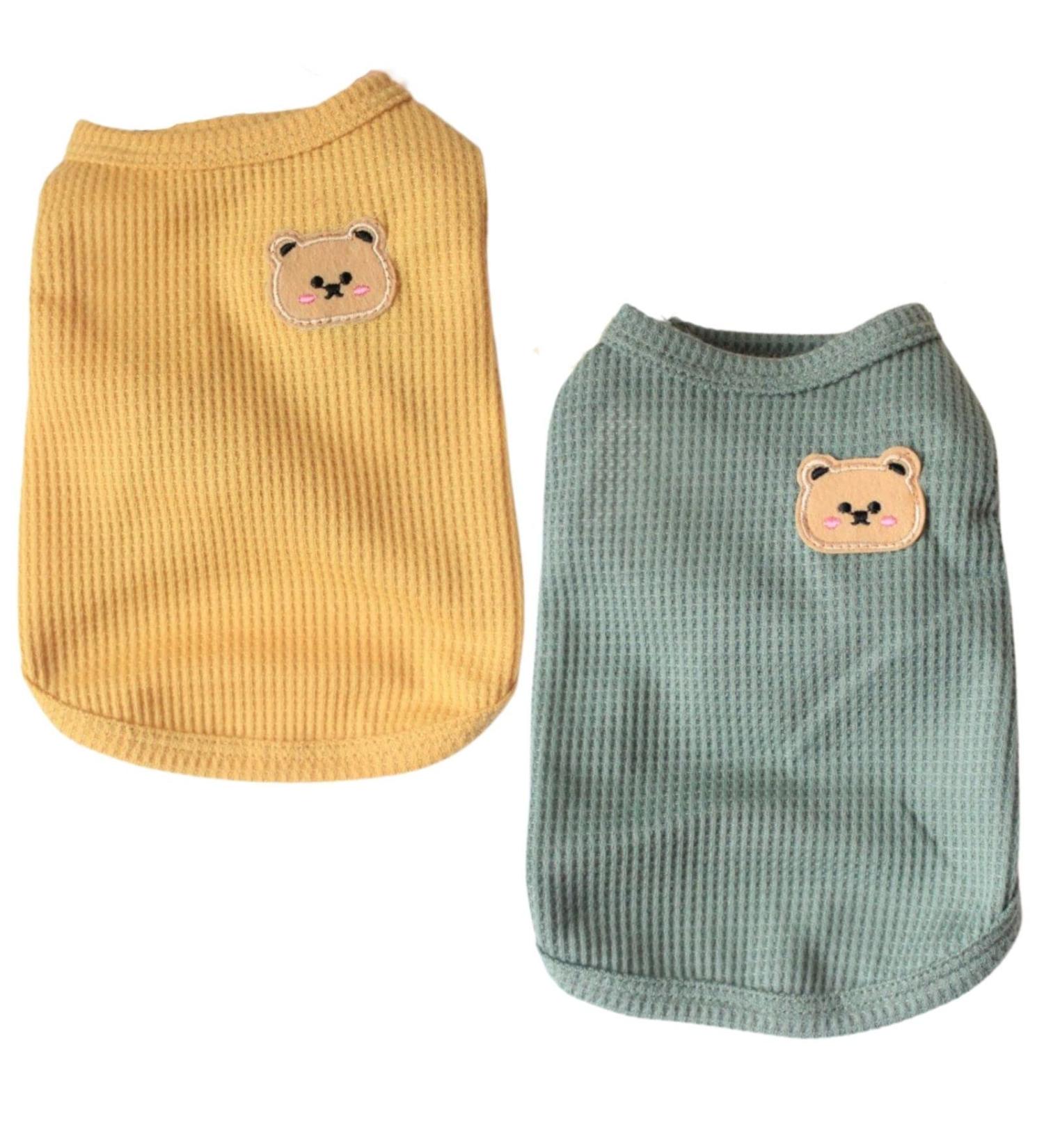 Cotton Dog Shirt Summer Lightweight Pet T-Shirts - X-Large 2PCS Yellow&Green - Buy Online on GoSupps.com