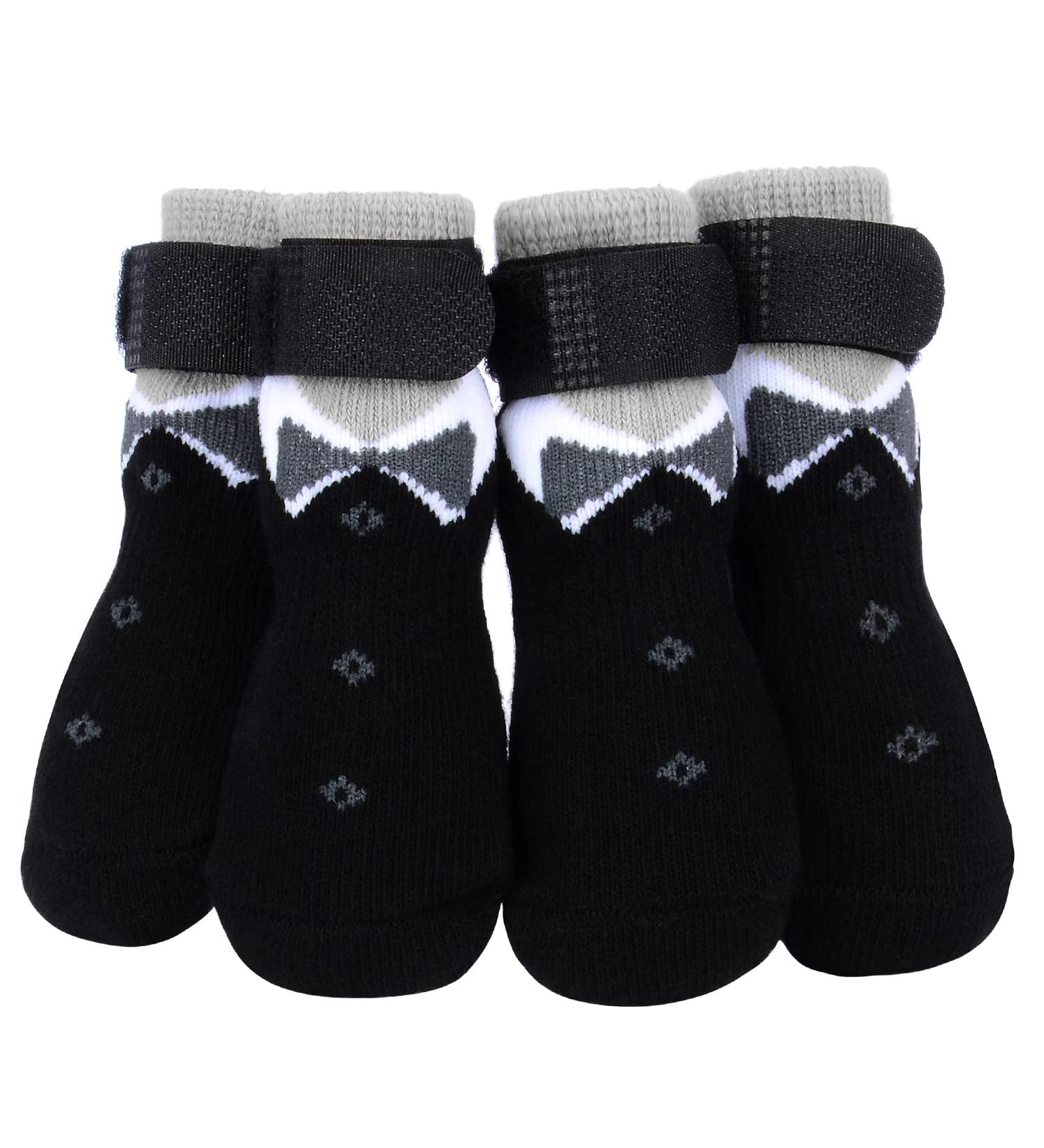 Petloft Anti-Slip Dog Socks - 4 Pack Slide-Resistant Socks for Small & Medium Dogs Cats & Puppies - Adjustable Fastening Tape - Black Paw M - Buy Online on GoSupps.com