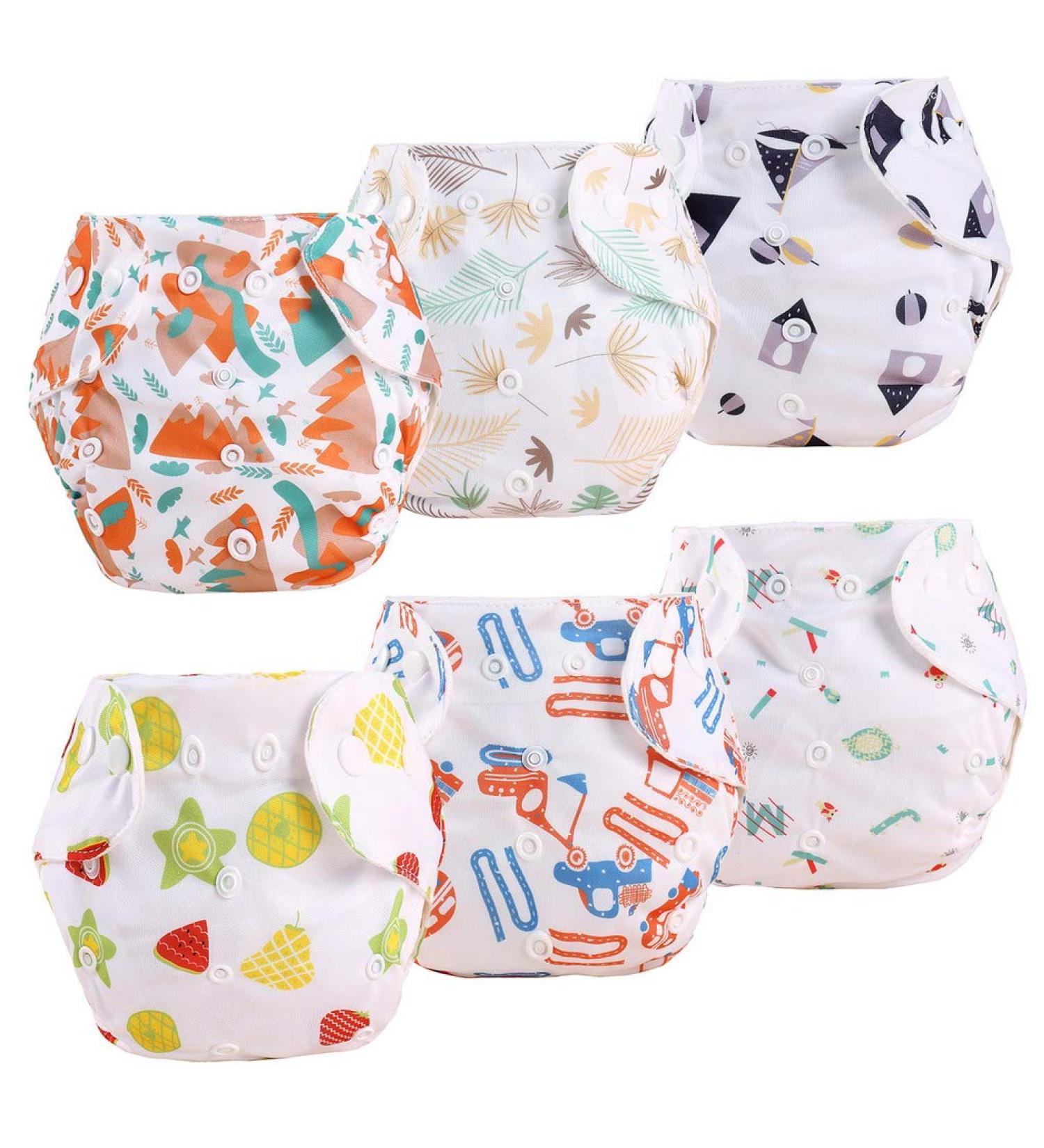 6 Pack Adjustable Washable Baby Diapers | Reusable Pocket Diaper Pants for Newborns (0-18 Months) - Buy Online on GoSupps.com