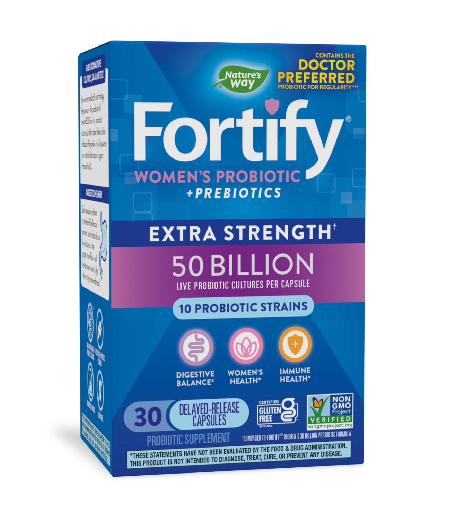Nature's Way Fortify Women's Probiotic 50 Billion - 10 Strains for Digestive & Immune Health - 30 Capsules - Buy Online on GoSupps.com