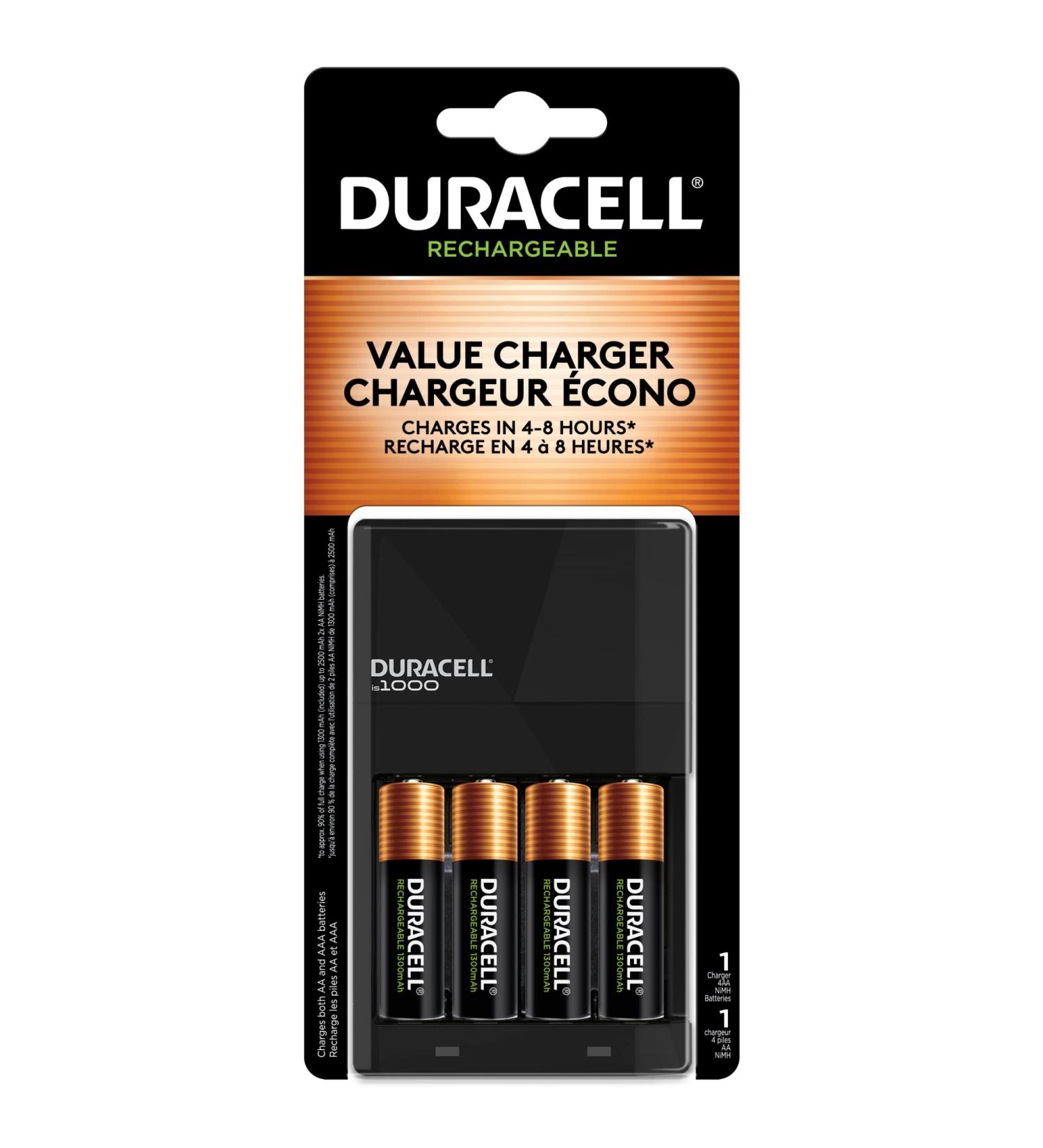 Duracell Ion Speed 1000 Battery Charger - Includes 4 Pre-Charged AA Rechargeable Batteries for Household & Business Use - Fast Shipping Worldwide - Buy Online on GoSupps.com