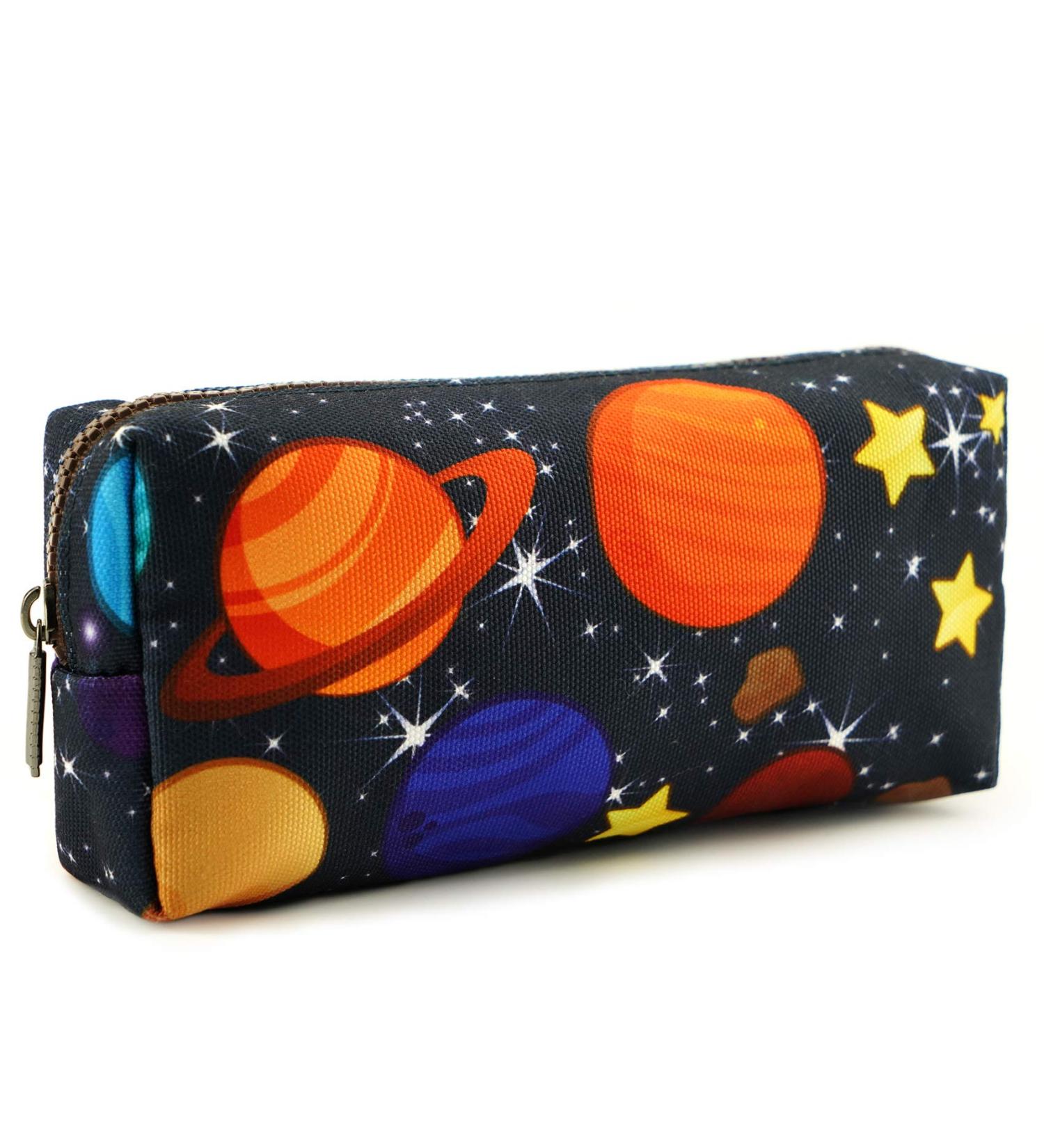 LParkin Canvas Pencil Case - Space Theme (Blue) | Stylish & Durable | International Shipping Available - Buy Online on GoSupps.com