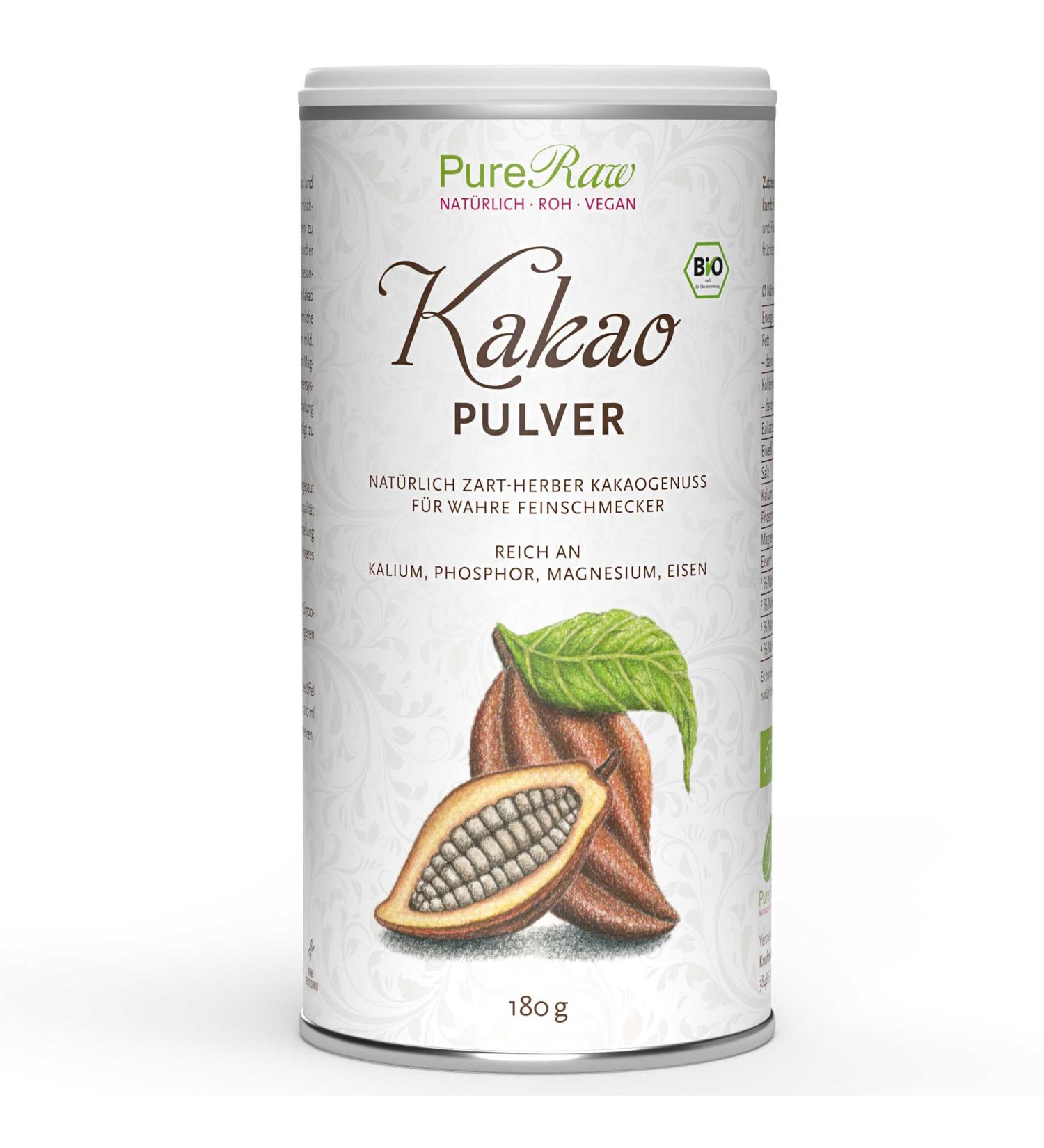 Organic Vegan Cocoa Powder from Ghana - Sugar-Free Baking & Drinking Chocolate | Pureeraw 180g - Buy Online on GoSupps.com