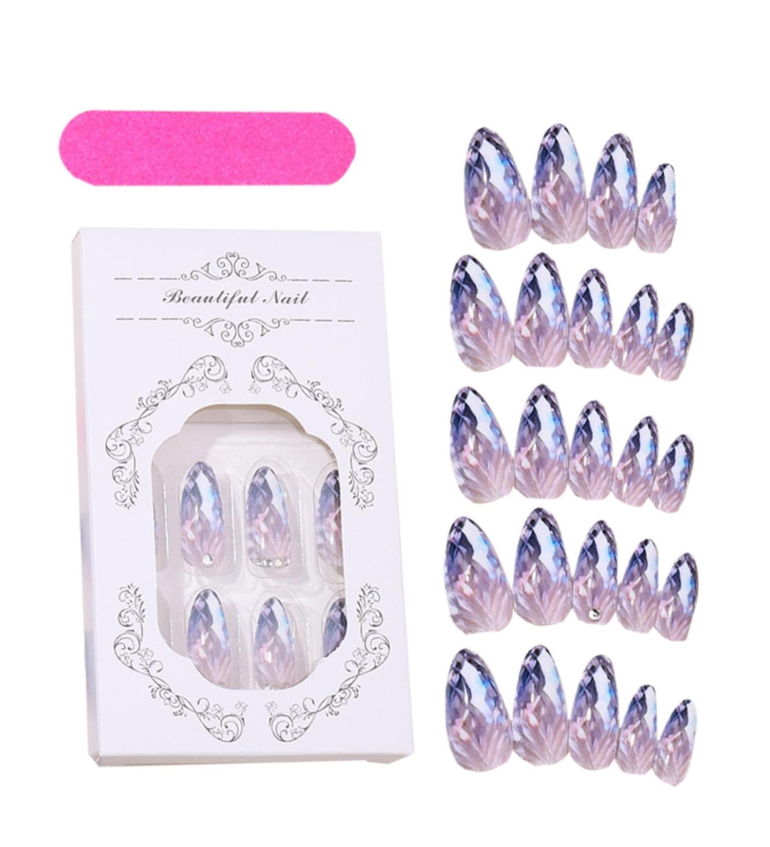 Medium Press on Nails - Almond Shape Stick on False Nails Full Fake Nail Kit in 12 Sizes for Manicure Enthusiasts Home or Salon Use - Buy Online on GoSupps.com