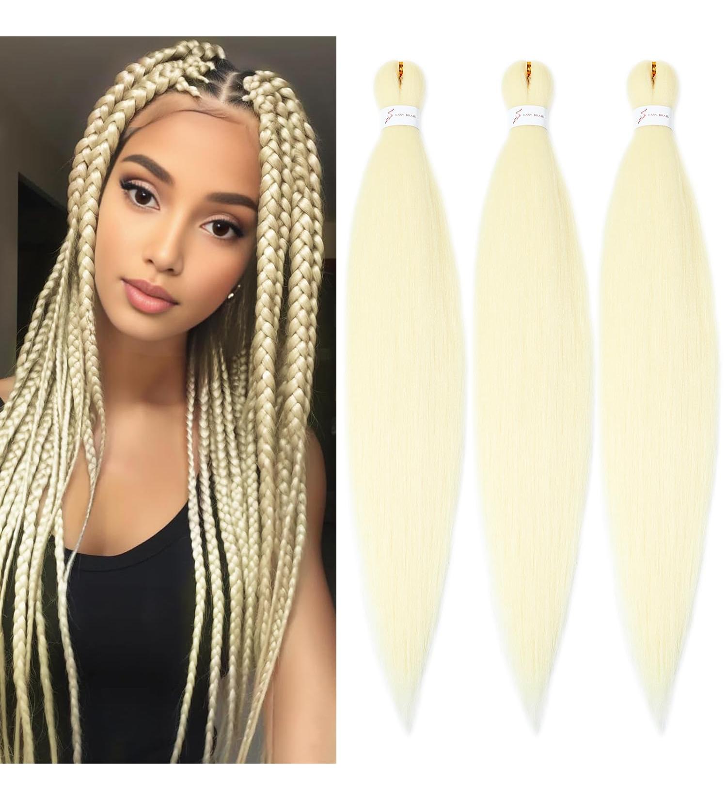 YDDM 32 Inch Pre-Stretched Braiding Hair Extensions - Jumbo Braids 3 Packs Golden 613# Kunsthaar for Perfect Braids - Buy Online on GoSupps.com