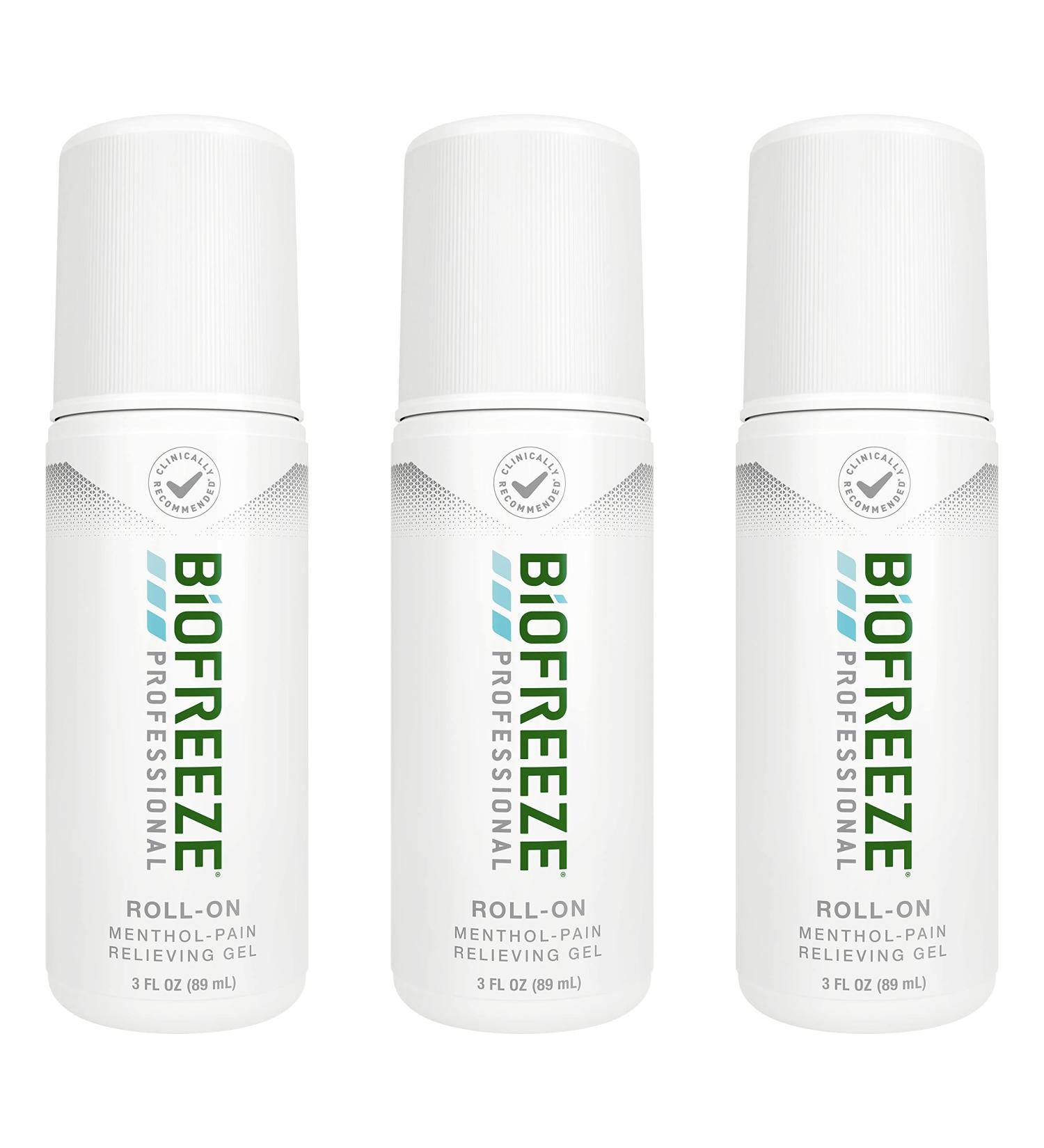 Biofreeze Professional Menthol Roll-On Gel 3 FL OZ (Pack of 3) - Topical Pain Relief for Arthritis, Backache, Strains, and Bruises - Buy Online on GoSupps.com