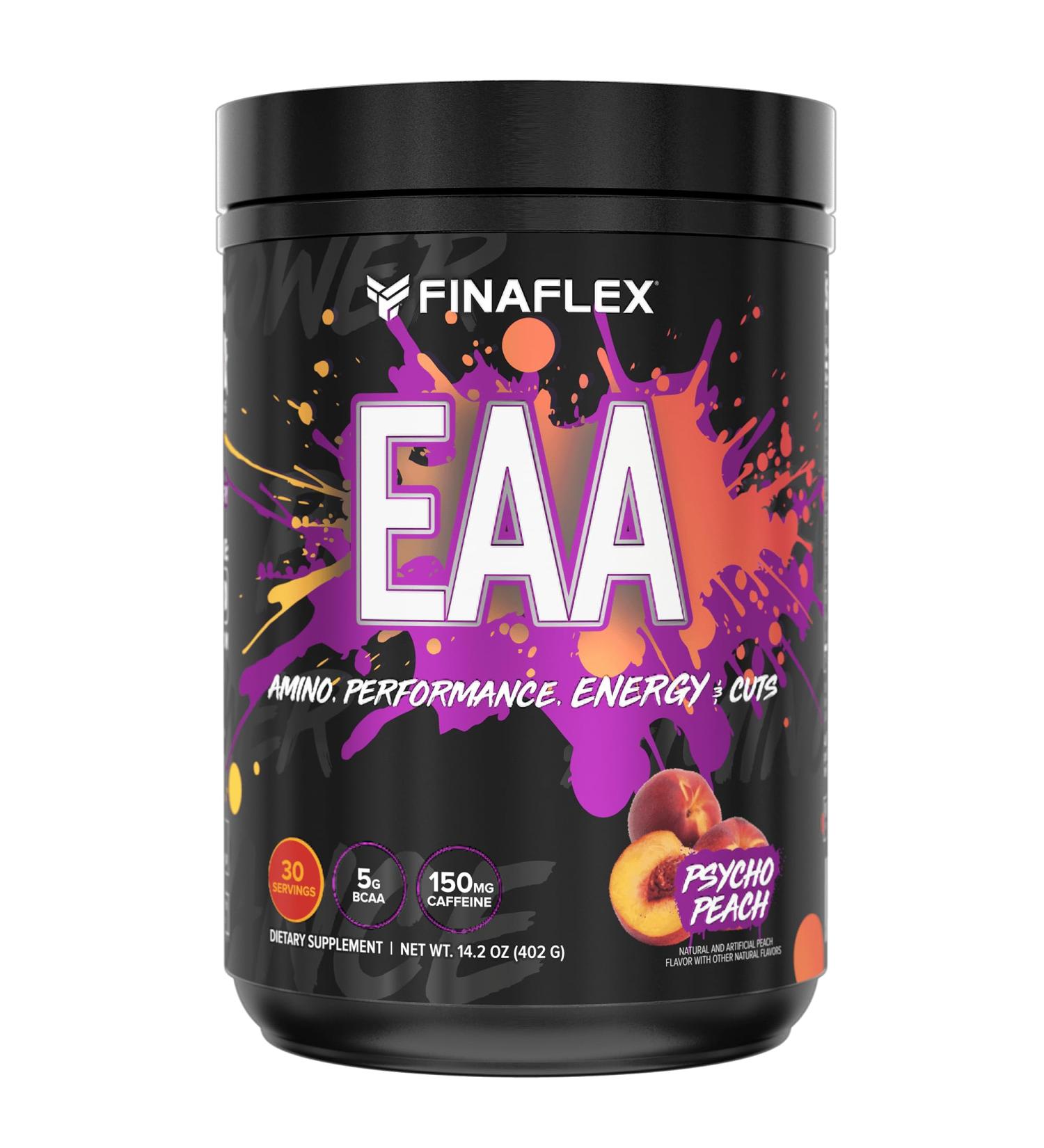 FINAFLEX EAA Psycho Peach - 14.2 oz - Promotes Performance Energy & Cuts - with BCAAs L-Glutamine L-Arginine Acetyl-L-Carnitine & Caffeine - 30 Servings - Buy Online on GoSupps.com