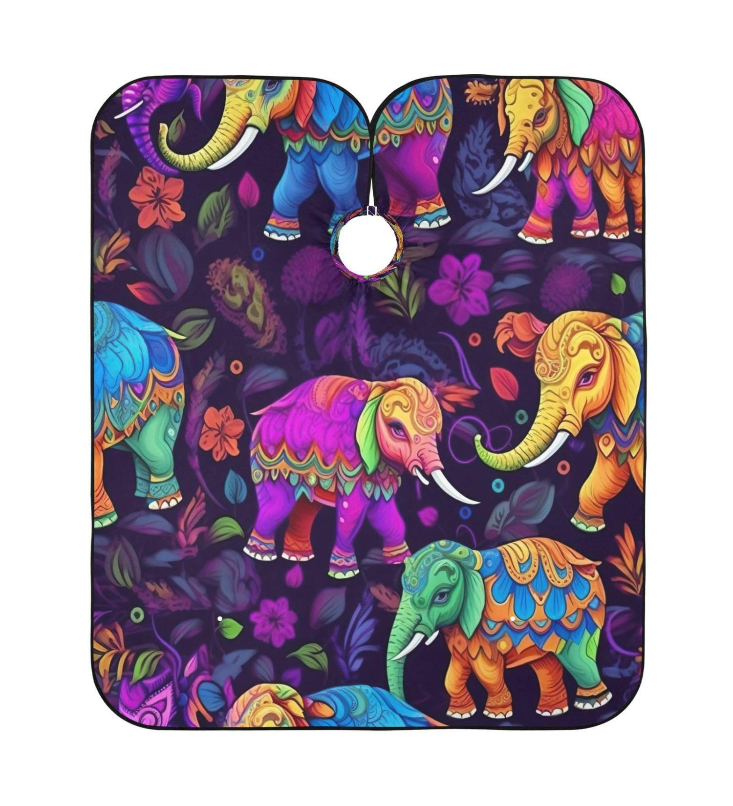 Kigai Colorful Elephants Barber Cape | Waterproof Hair Cutting Cape for Men & Women | Adjustable Snap Closure Salon Hairdressing Cape - Buy Online on GoSupps.com