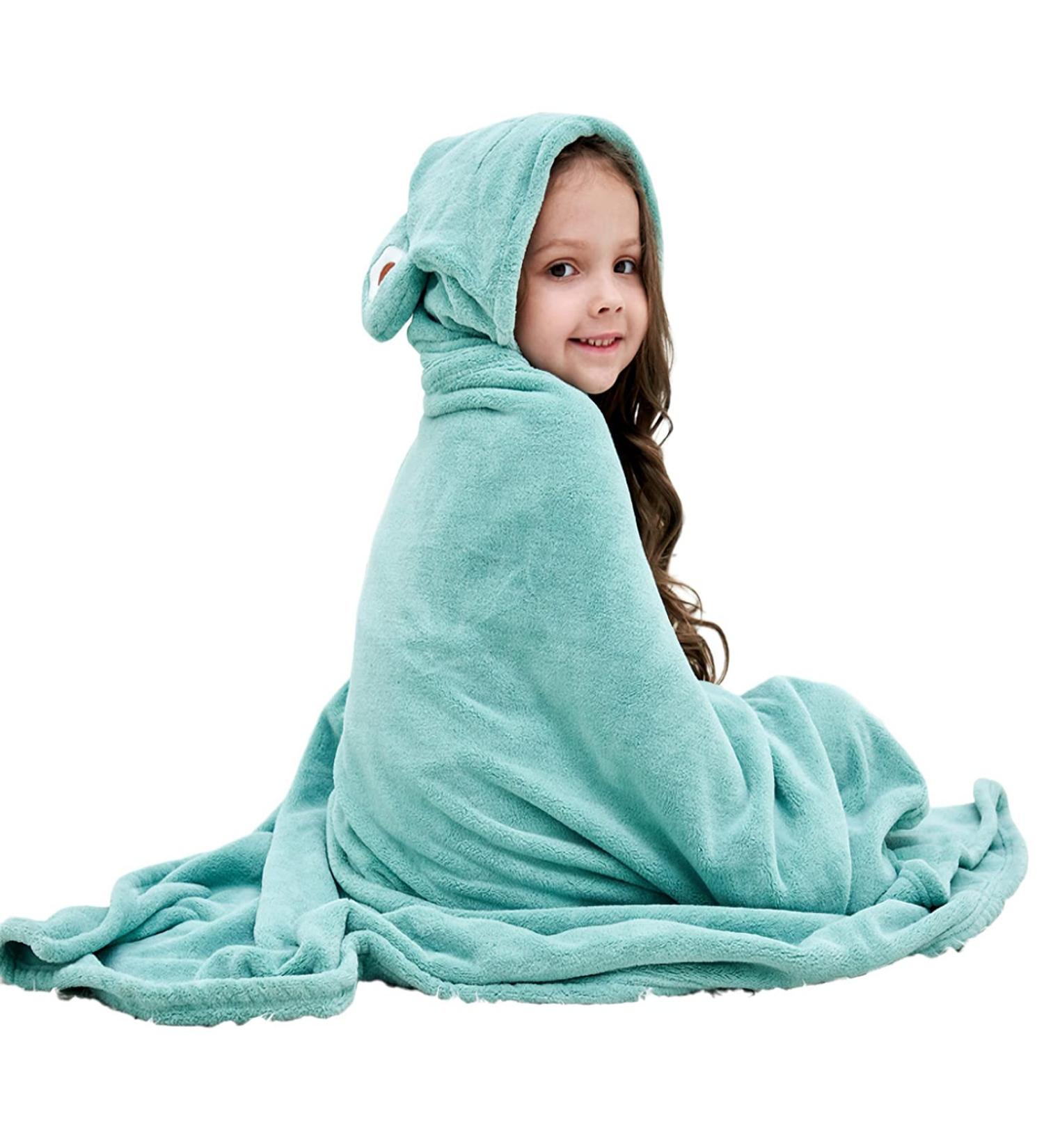Hilmocho Baby Hooded Bath Towel | Soft Coral Velvet Swaddle Wrap Blanket | Absorbent & Warm | Green Frog Design - Buy Online on GoSupps.com