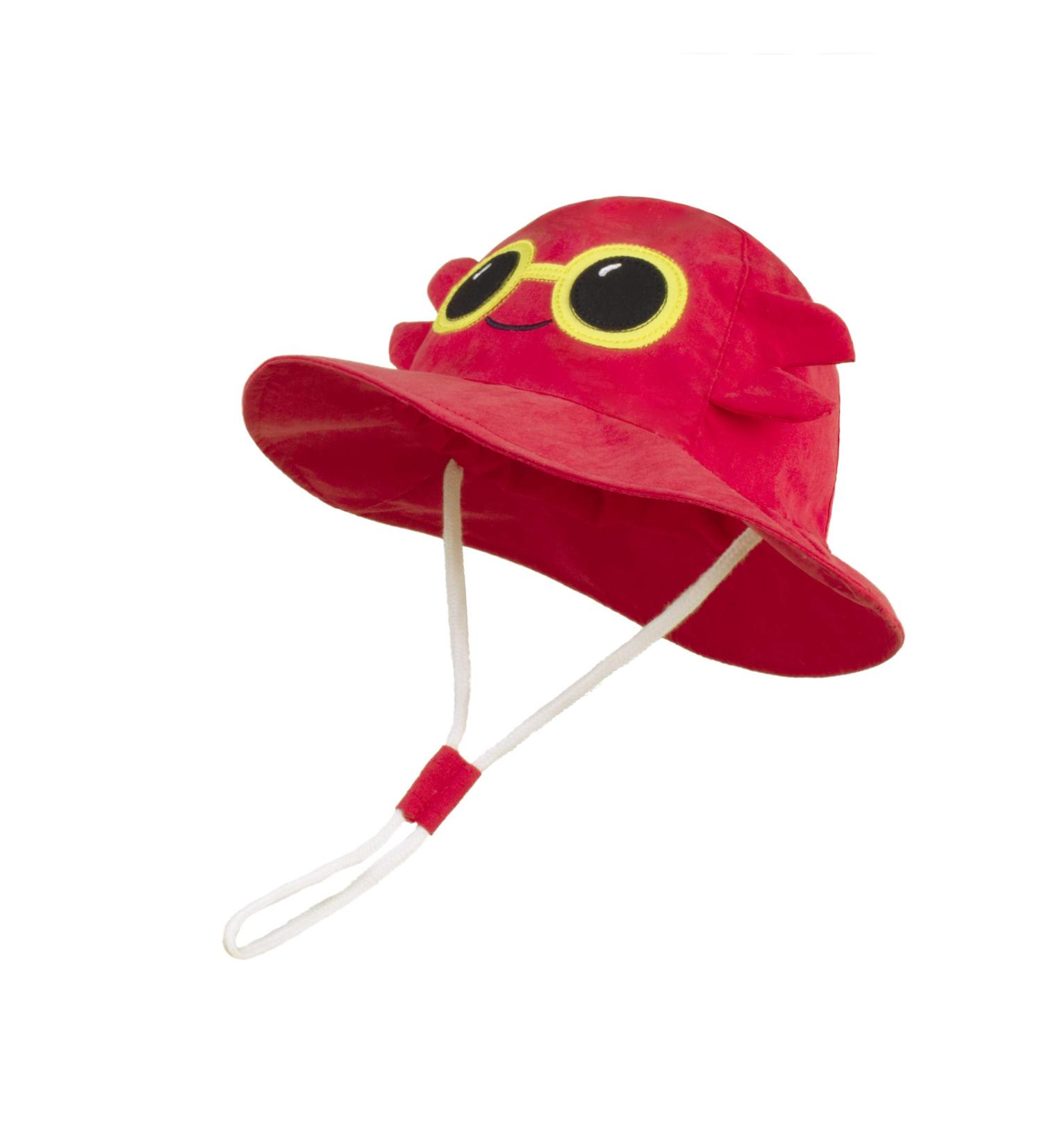 LANGZHEN Beach Sun Protection Hat for Baby Girls - Crimson Crab Design | Adjustable Wide Brim Play Hat with Chin Strap | 6-12 Months - Buy Online on GoSupps.com