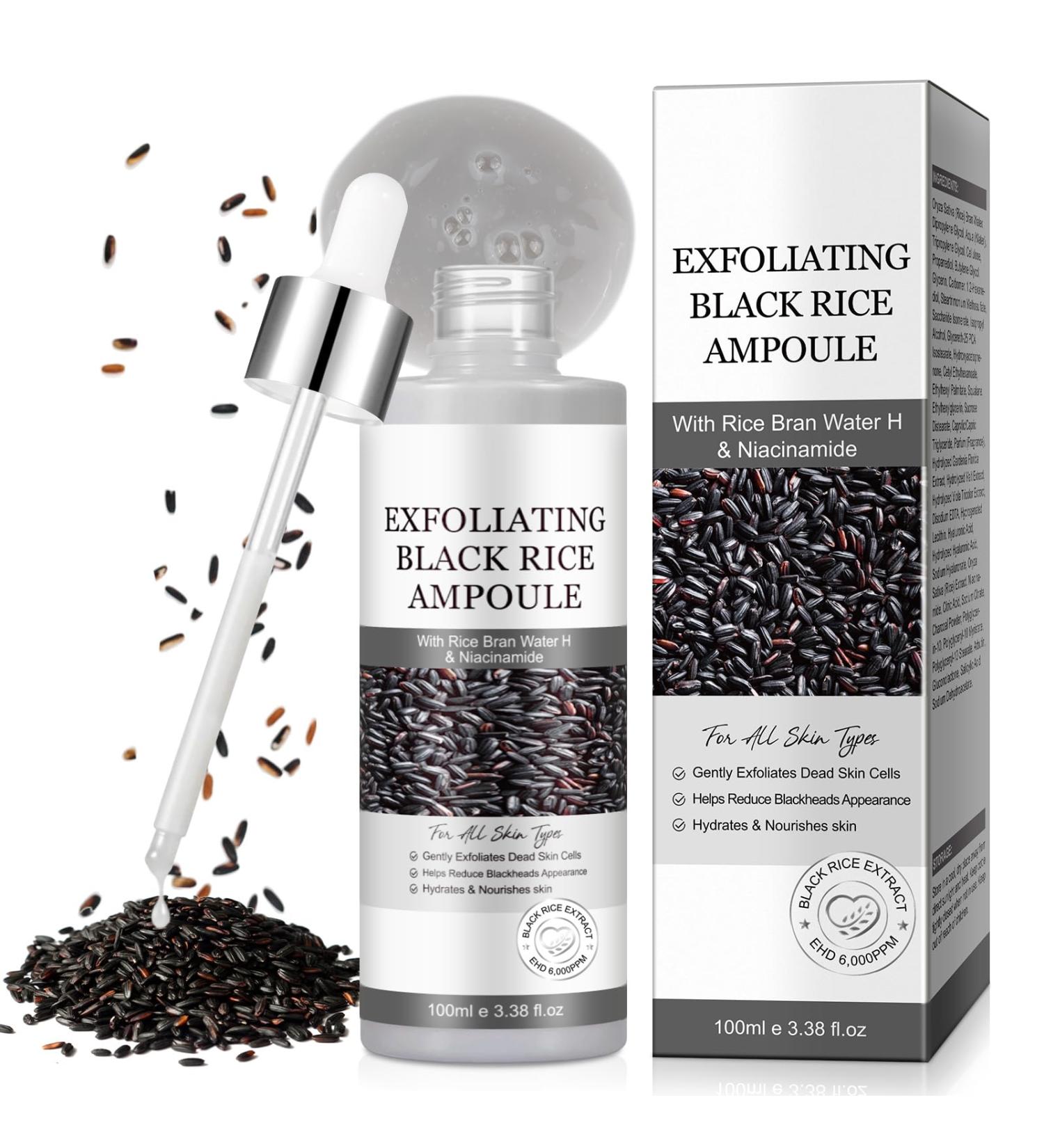 Black Rice Exfoliant - Avec Niacinamide et Arbutine | Peel Shot Glow Riz Ampoule Duo Exfoliant Doux | Exfoliant Riz Visage Soin Hydratant Efficace en Profondeur | S rum Peel Glow - 100 ml Black rice exfoliant 1 paquet - Buy Online on GoSupps.com