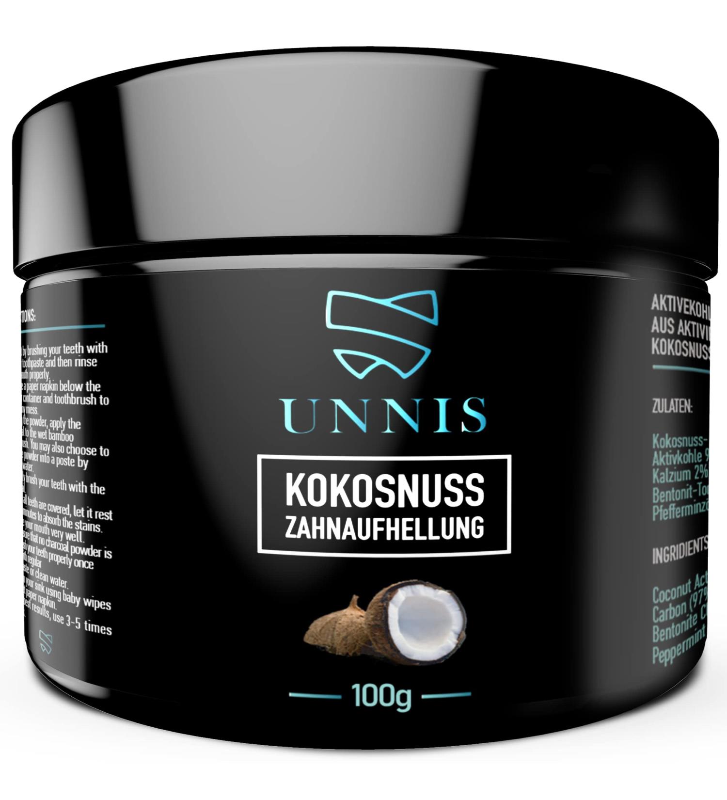 Unnis Natural Coconut Activated Carbon Powder - Best Teeth Whitening Toothpaste & Charcoal Powder for Bright Smiles - Buy Online on GoSupps.com
