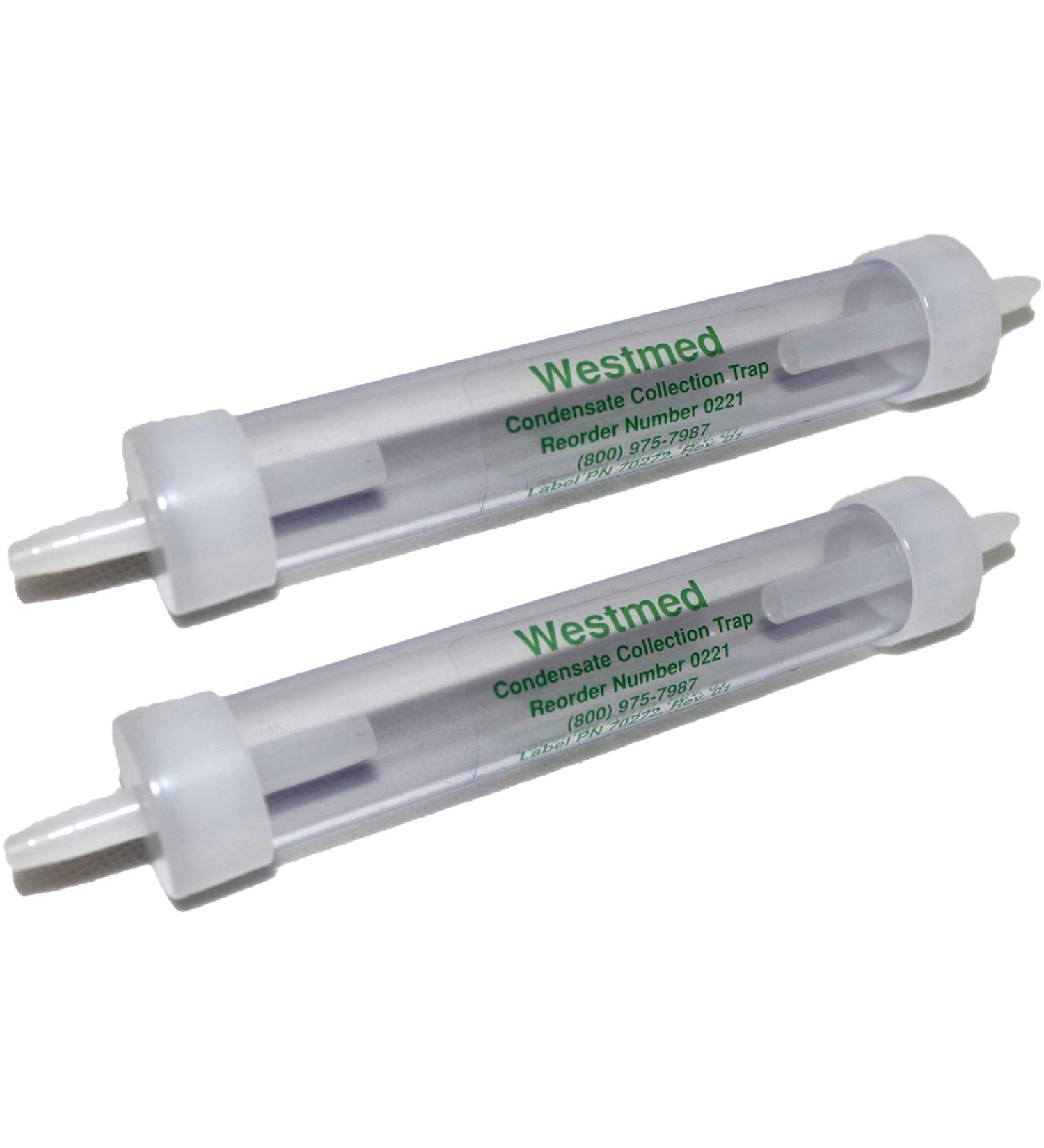 2-Pack Westmed #0221 Disposable Oxygen in-Line Water Traps for Condensation Collection in O2 Tubing