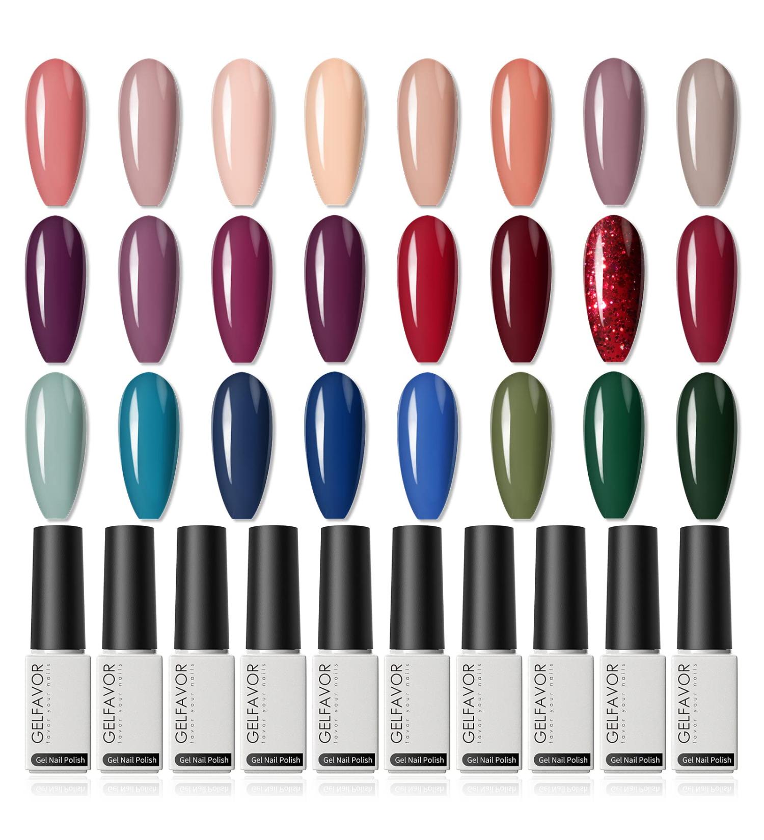 UV Gel Nails Set Gel Nail Polish Set 28 Pieces Shellac Nail Polish with Base Coat Shiny Top Coat & Matte Top Coat Nail Gel Colours UV Gel Shellac Nail Polish for DIY Nail Art Nail Design - Buy Online on GoSupps.com