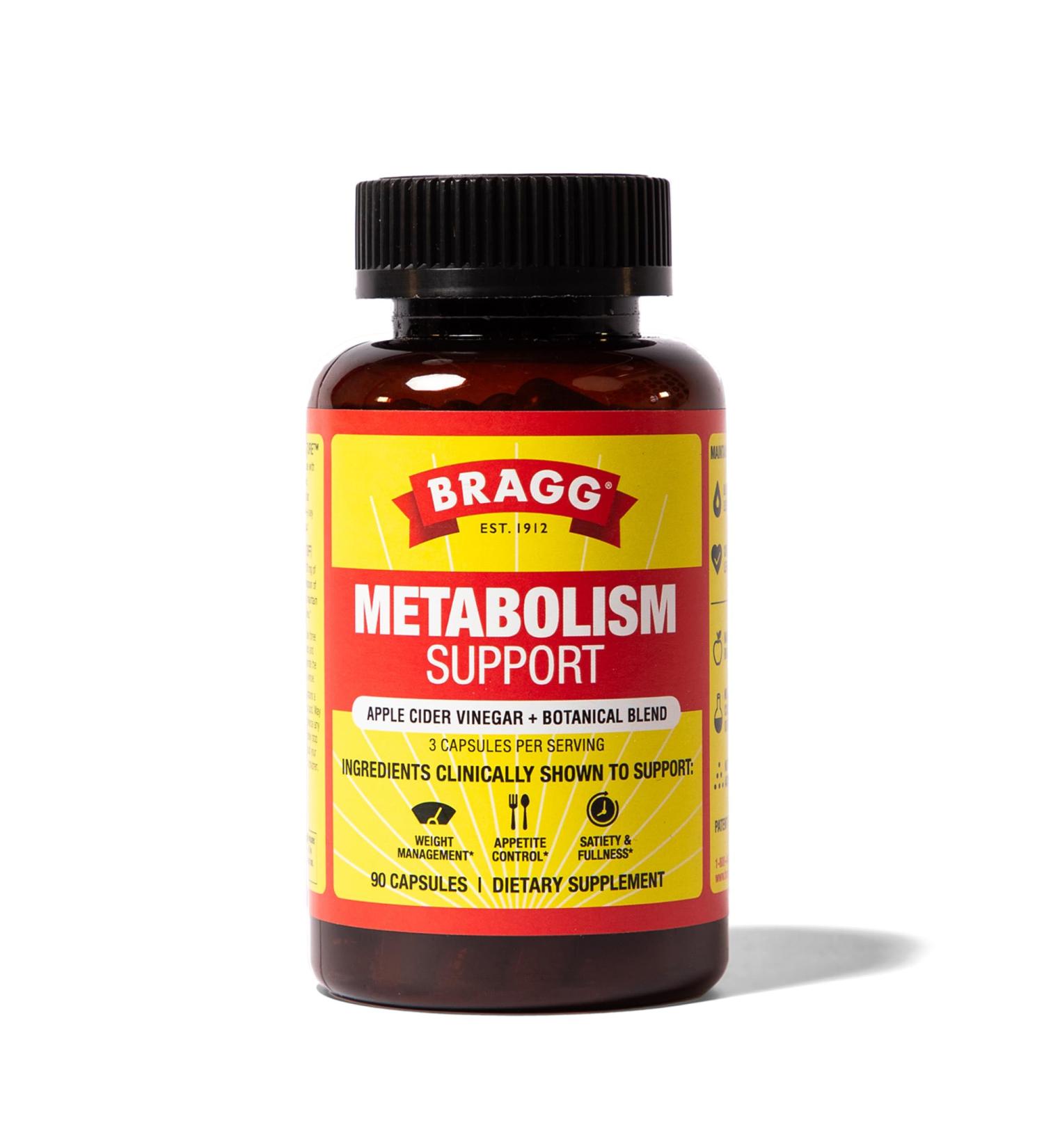 Bragg Metabolism Support Apple Cider Vinegar Capsules with Botanical Blend - 90 Capsules - Increased GLP-1 Support for Weight Management Appetite Control and Fullness - Buy Online on GoSupps.com
